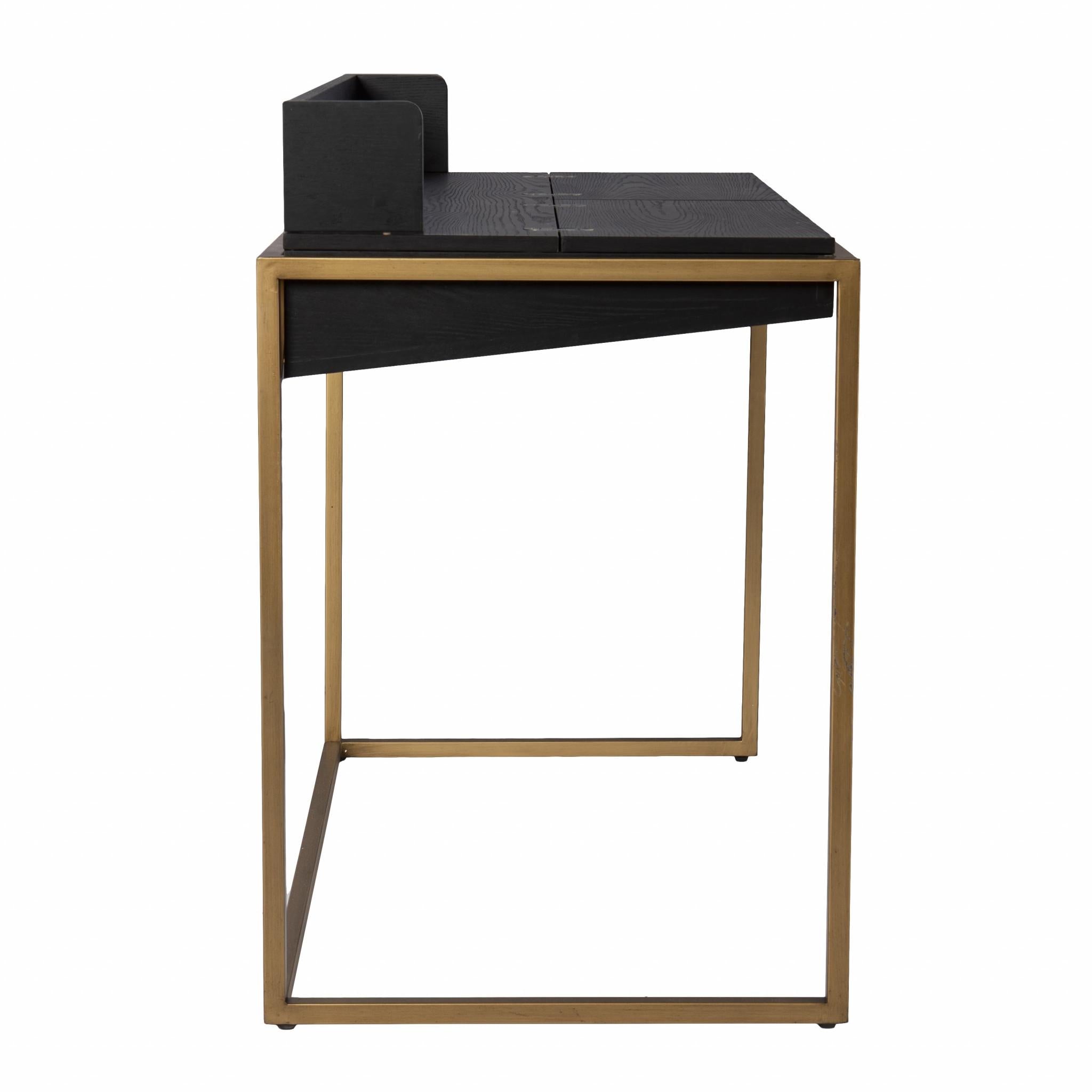 Modern Farmhouse Maple and Black Lift Top Adjustable Desk