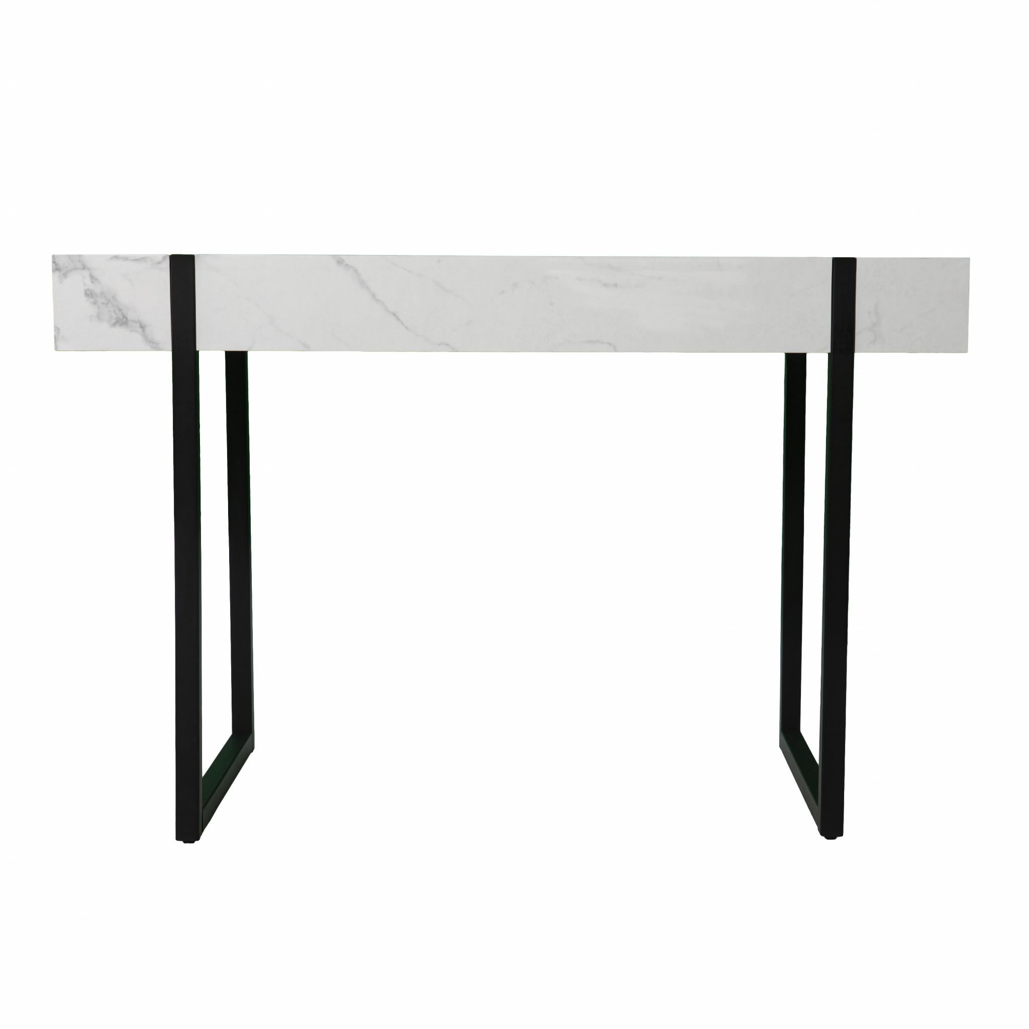White Faux Marble Topped Desk