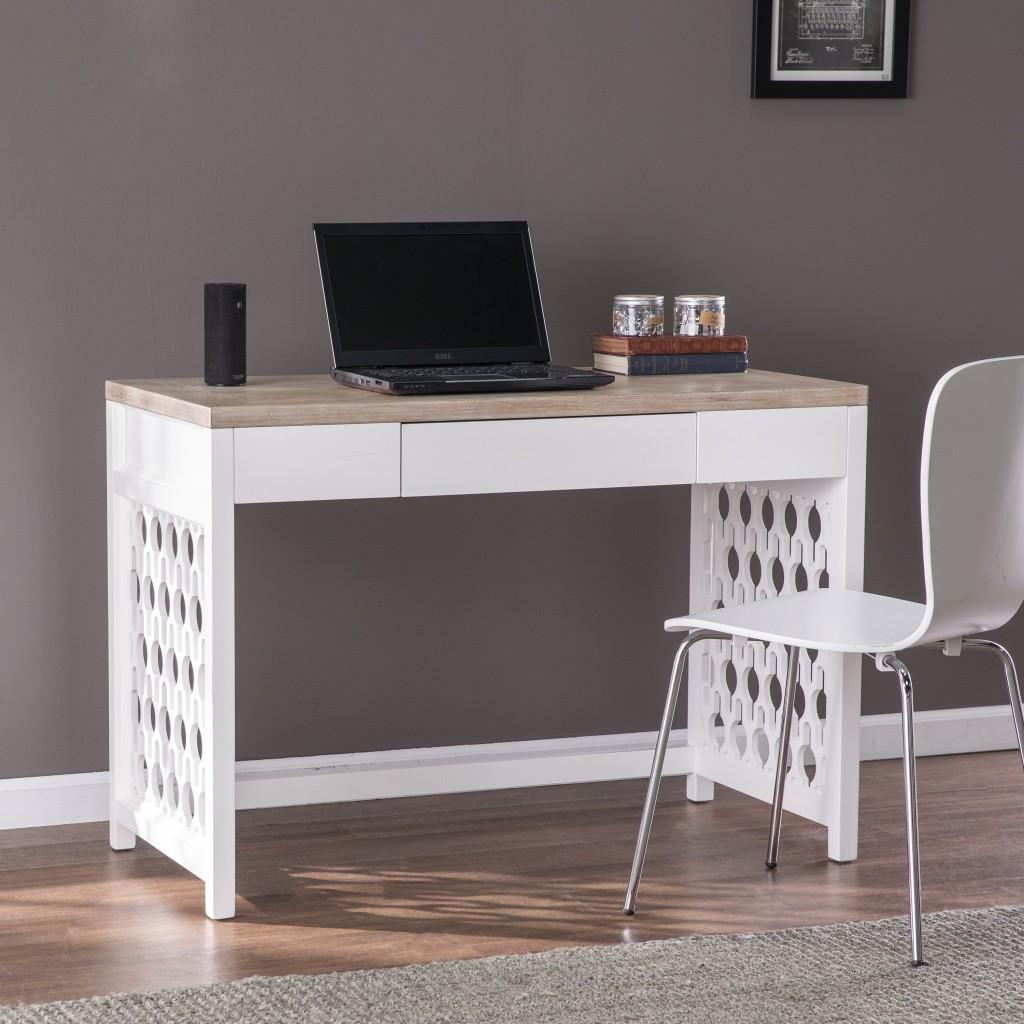 Transistional Creamy White Writing Desk