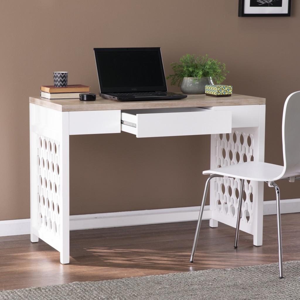Transistional Creamy White Writing Desk
