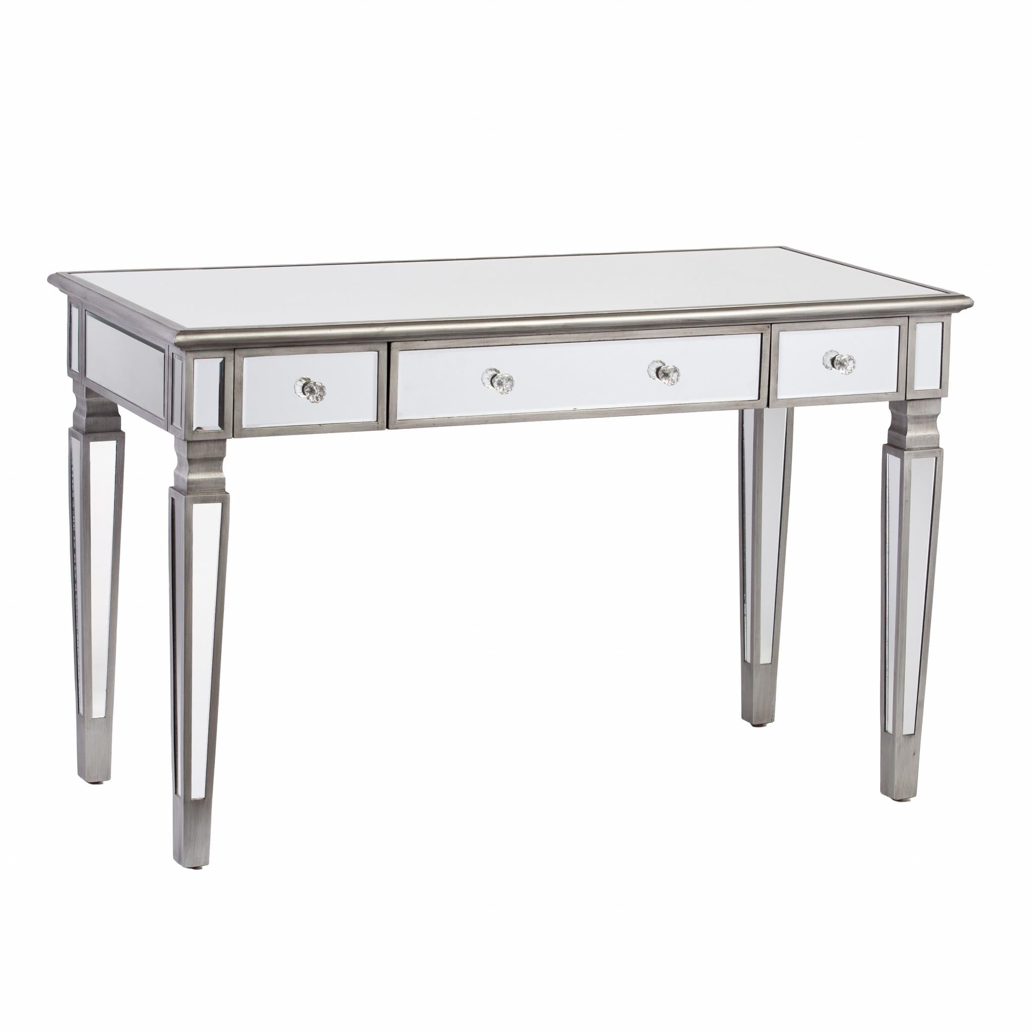 Silver Matte Mirrored Writing Desk