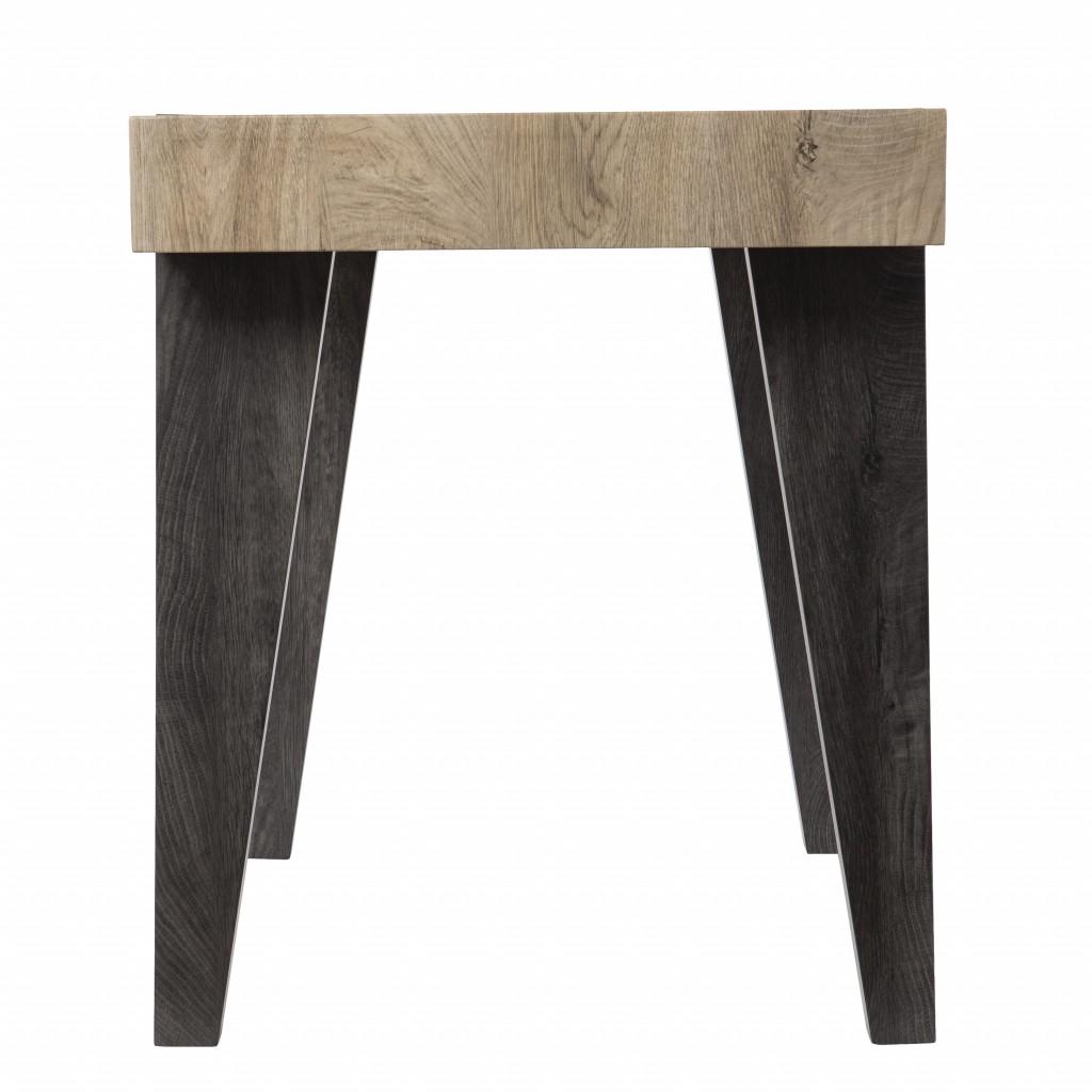 Modern Chunky Natural and Gray Wood Table Desk