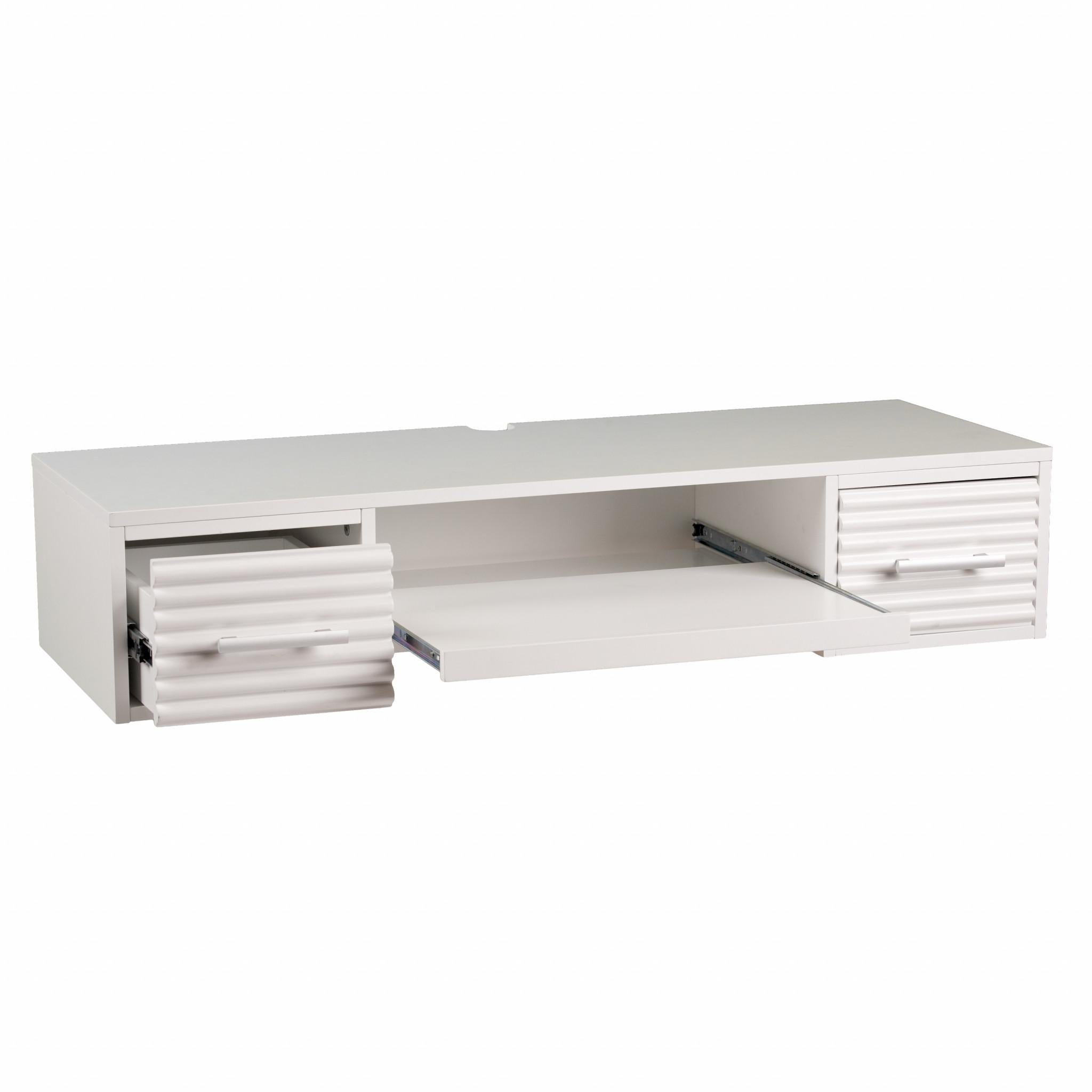 White Wall Mount Desk with Drawers