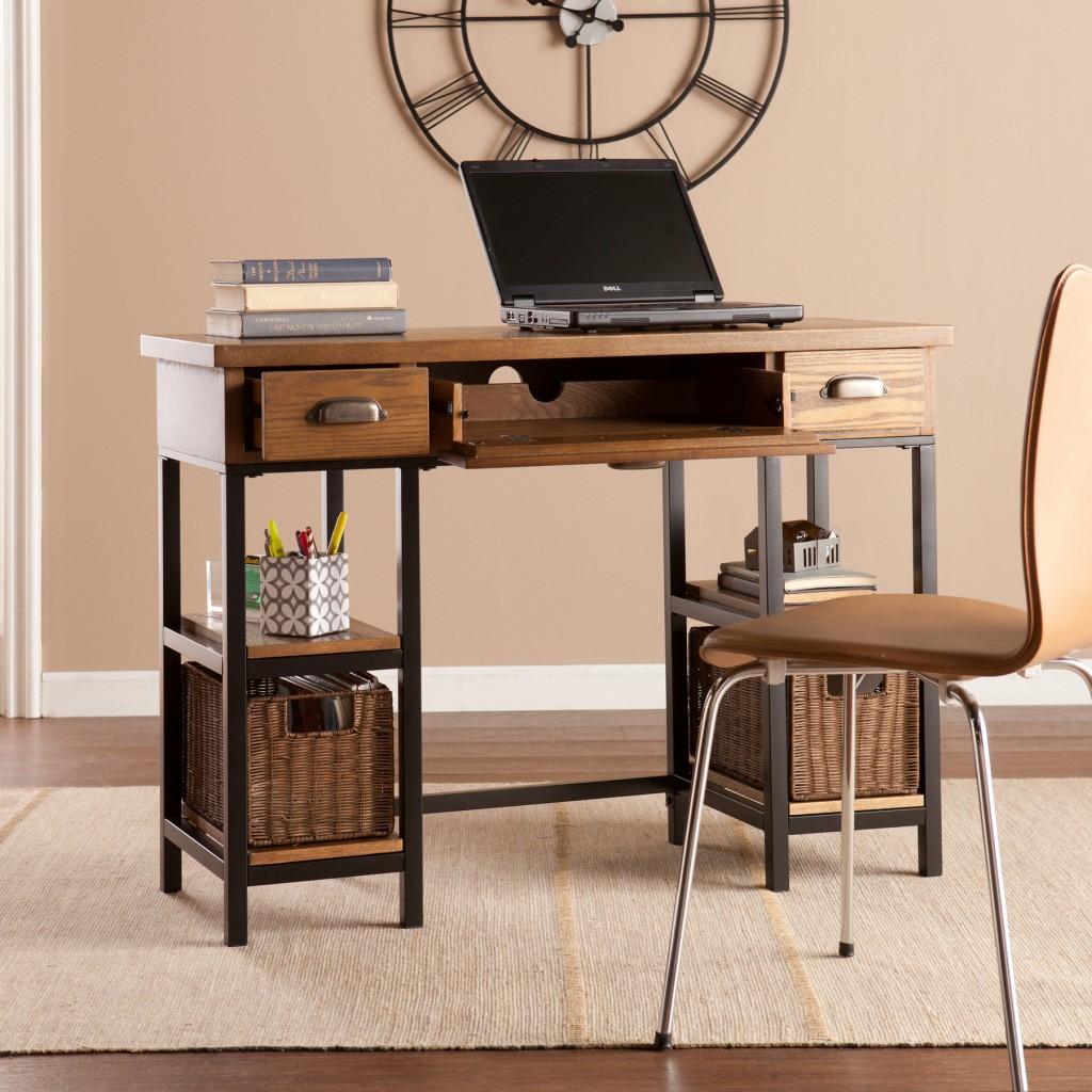 Weathered Gray Home Office Desk