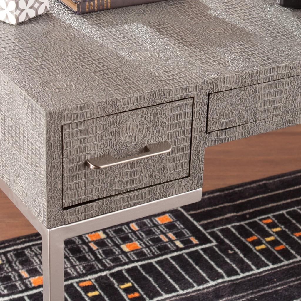 Modern Gray and Silver Faux Snakeskin Desk