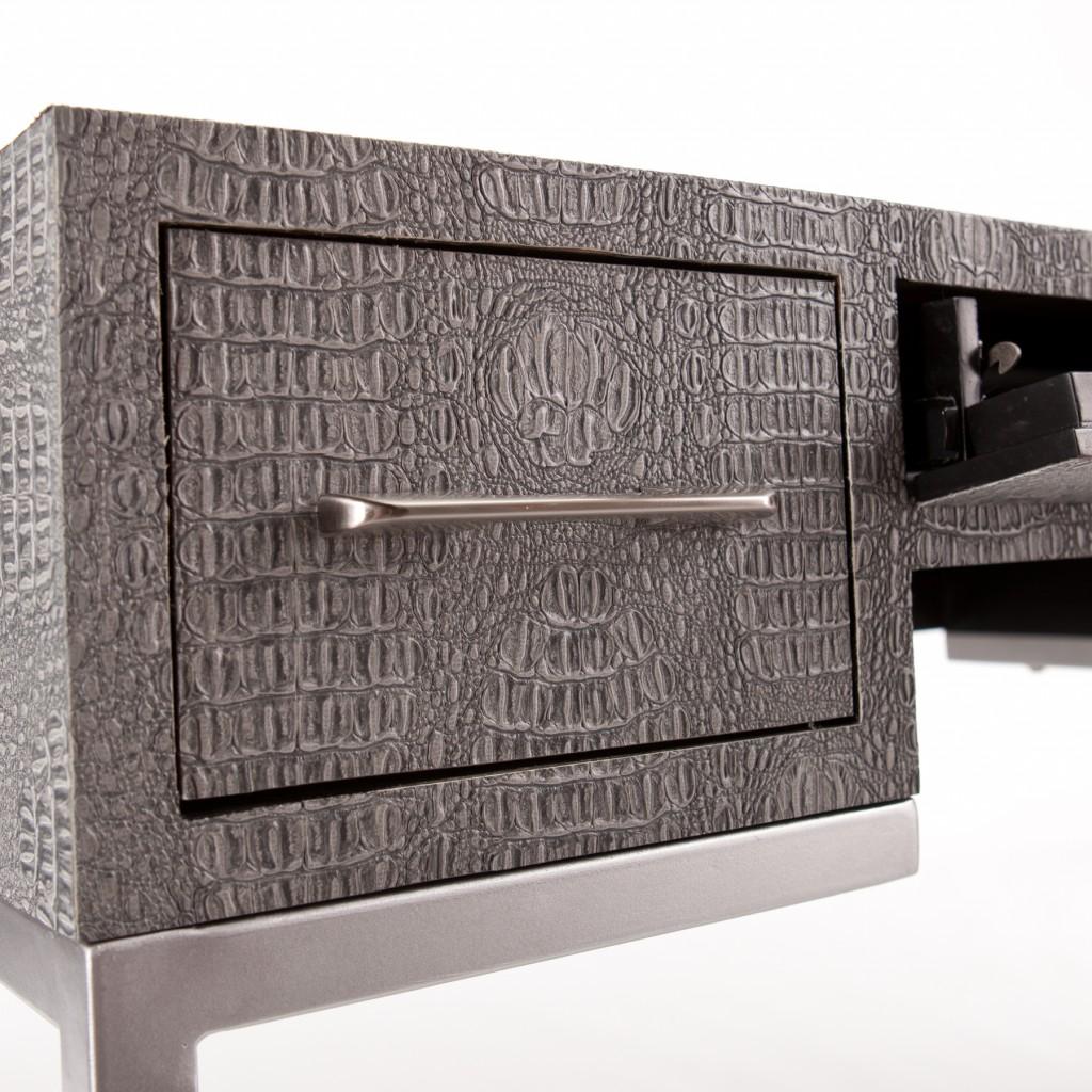 Modern Gray and Silver Faux Snakeskin Desk