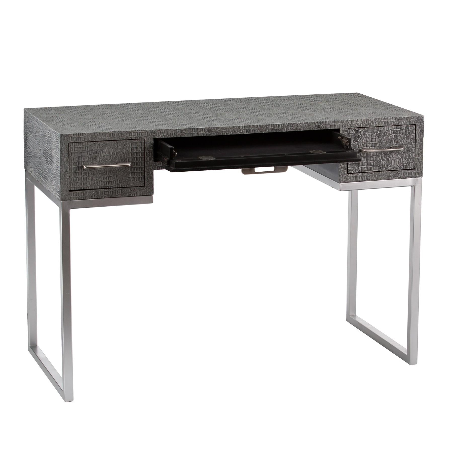 Modern Gray and Silver Faux Snakeskin Desk