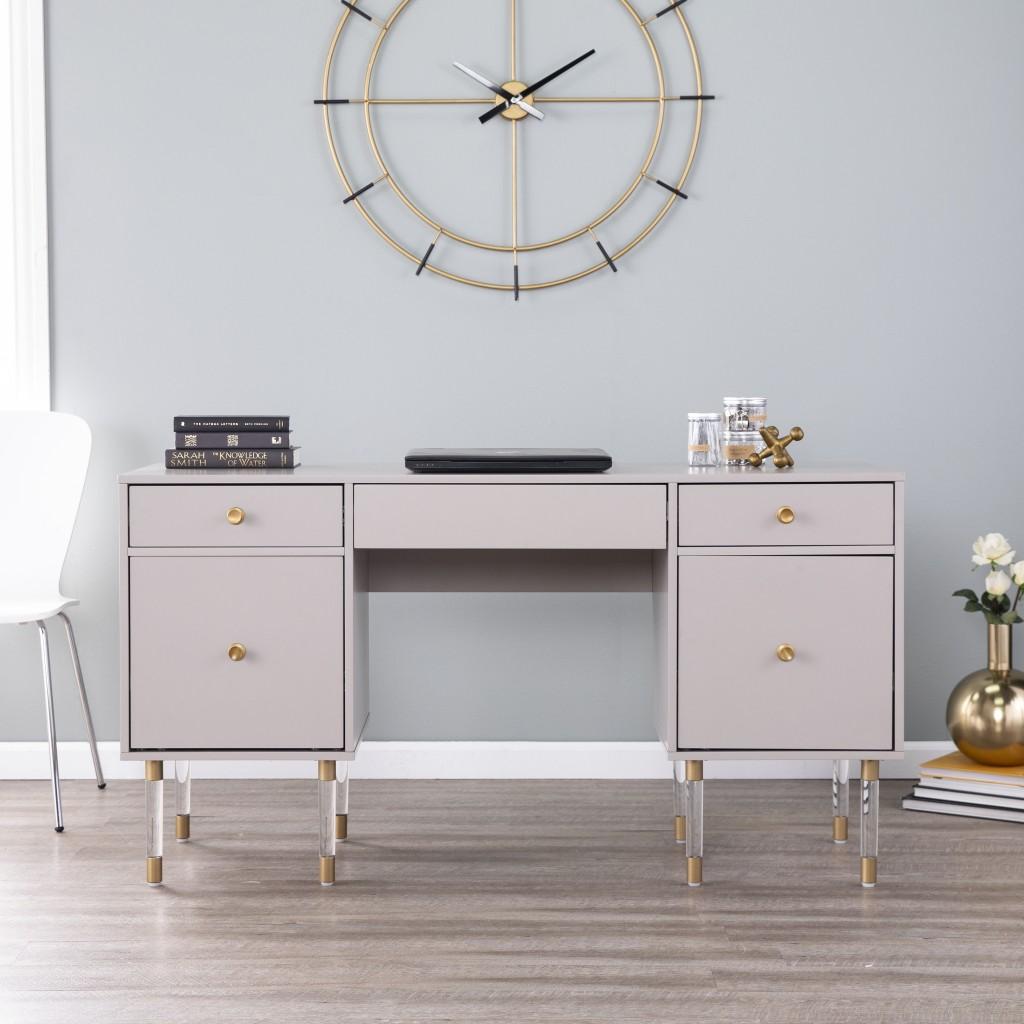 Gray Wood and Acrylic Writing Desk