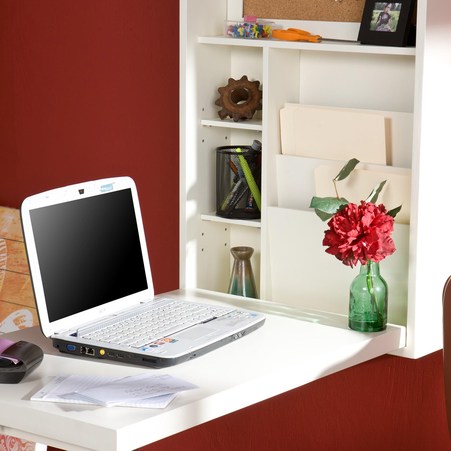 Antique White Fold Out Convertible Wall Mount Desk