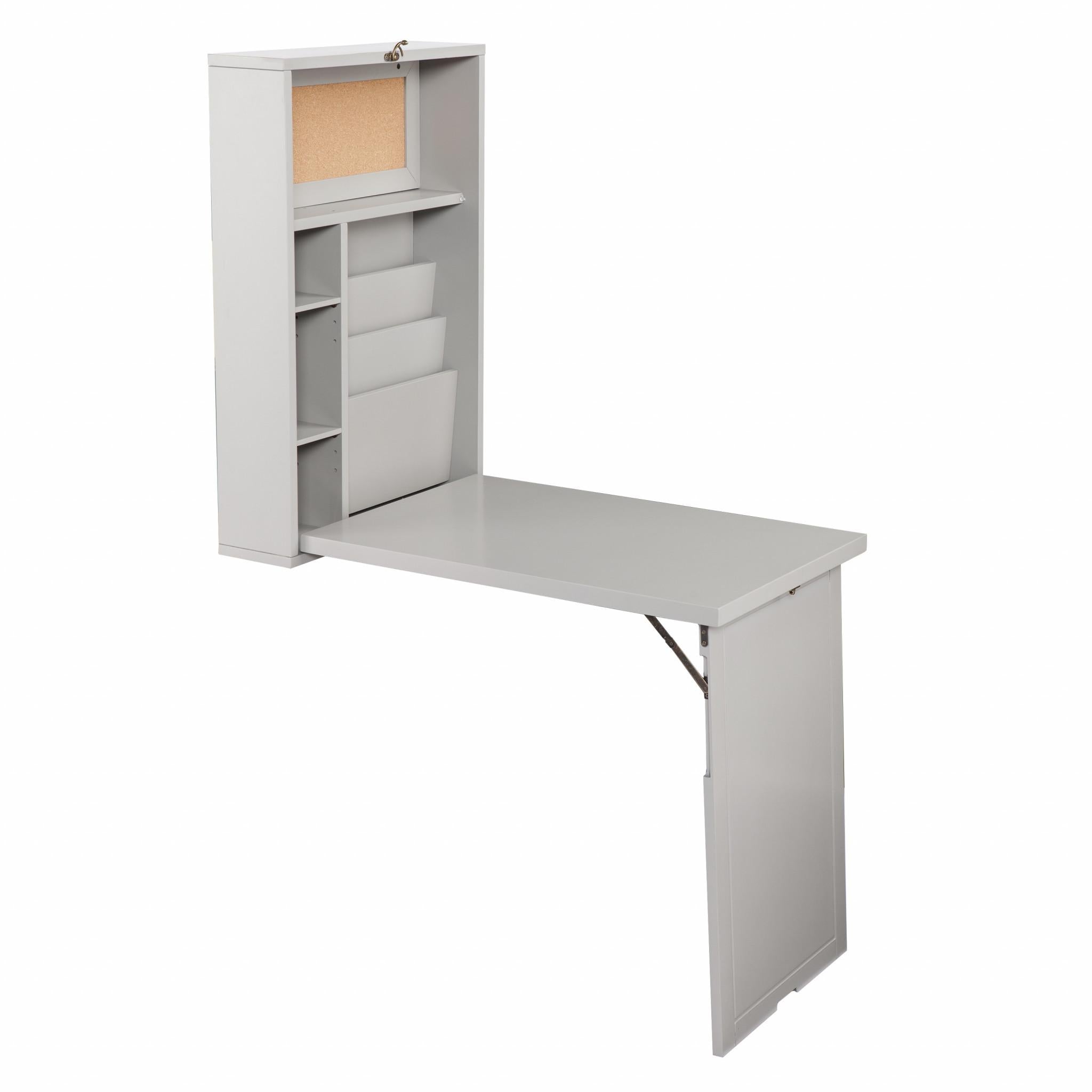 Gray Fold Out Convertible Wall Mount Desk