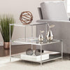 24" Silver And Clear Glass Tiered Rectangular End Table