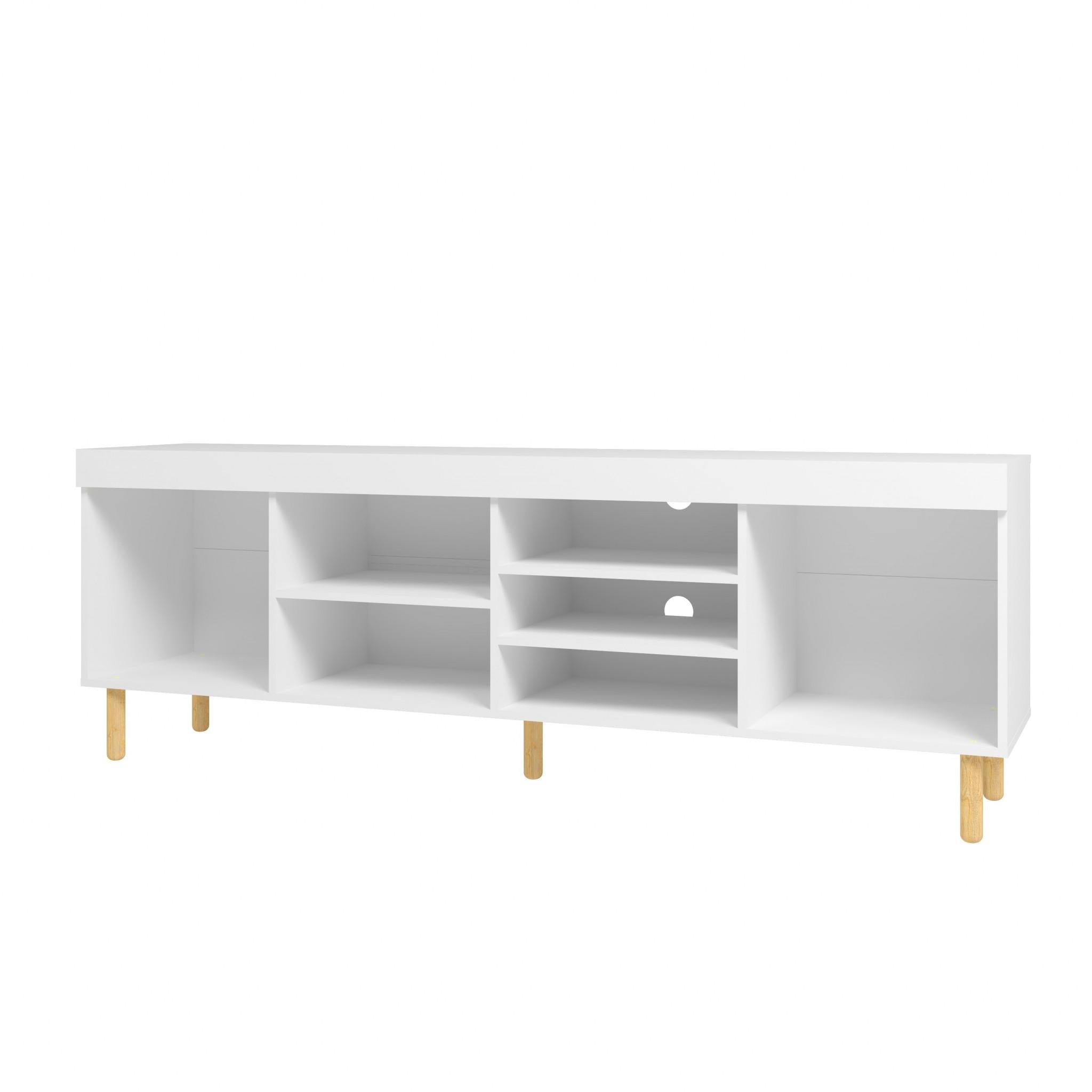 Iko White Modern TV Stand Open Cubbie Media Center