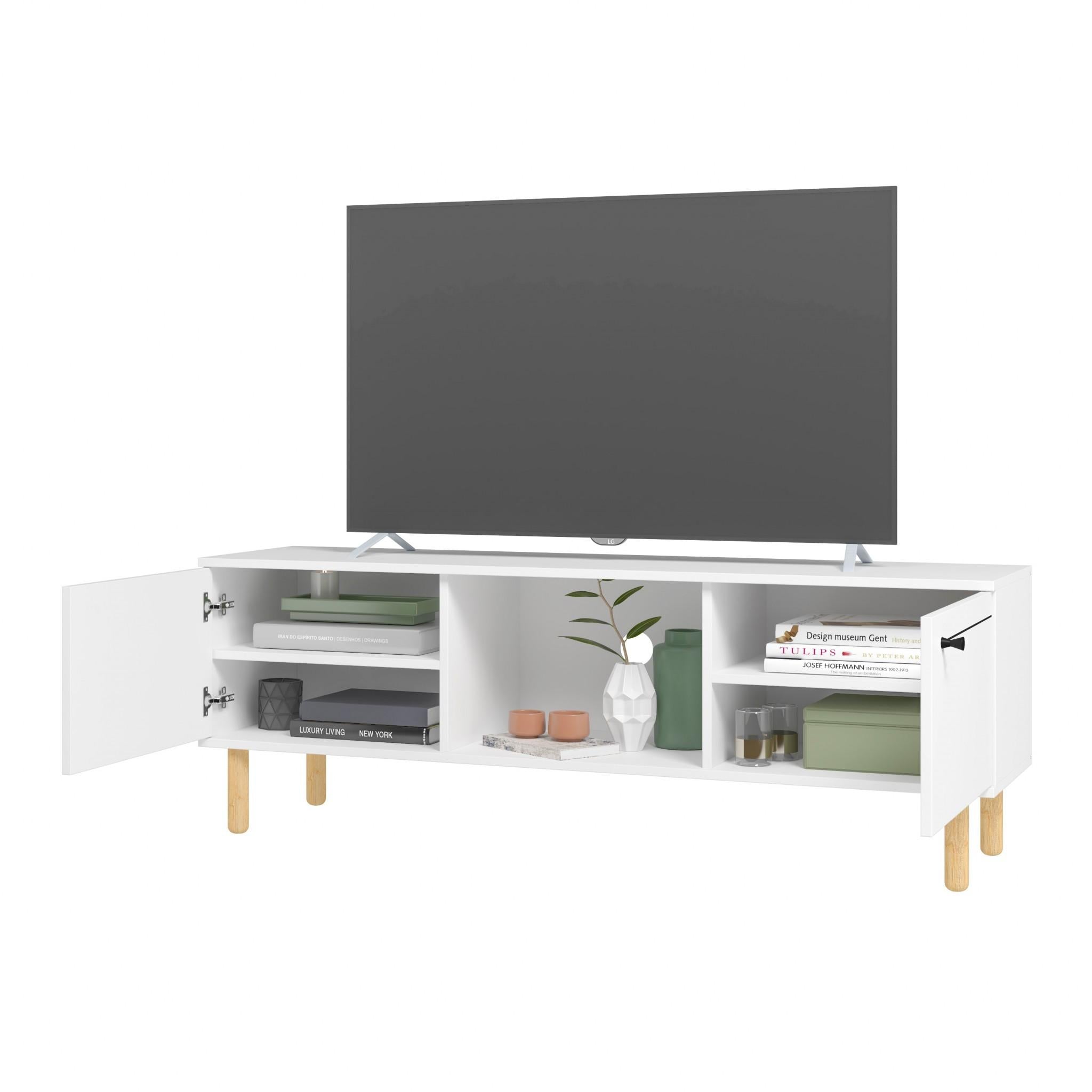 Iko White Modern TV Stand Media Center with Cabinets