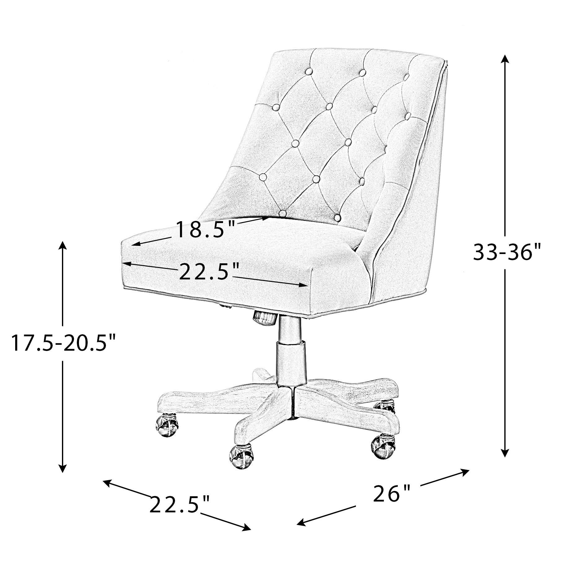 Ivory Tufted Back Linen Style Rolling Office Chair