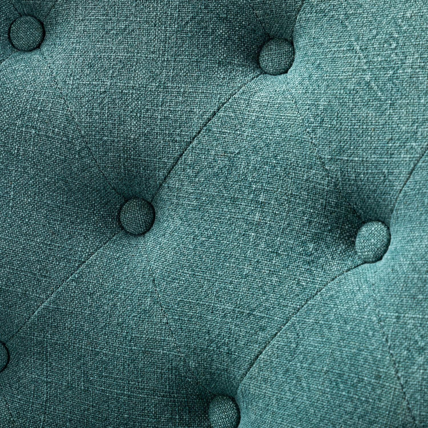 Aqua Teal Tufted Back Linen Style Rolling Office Chair