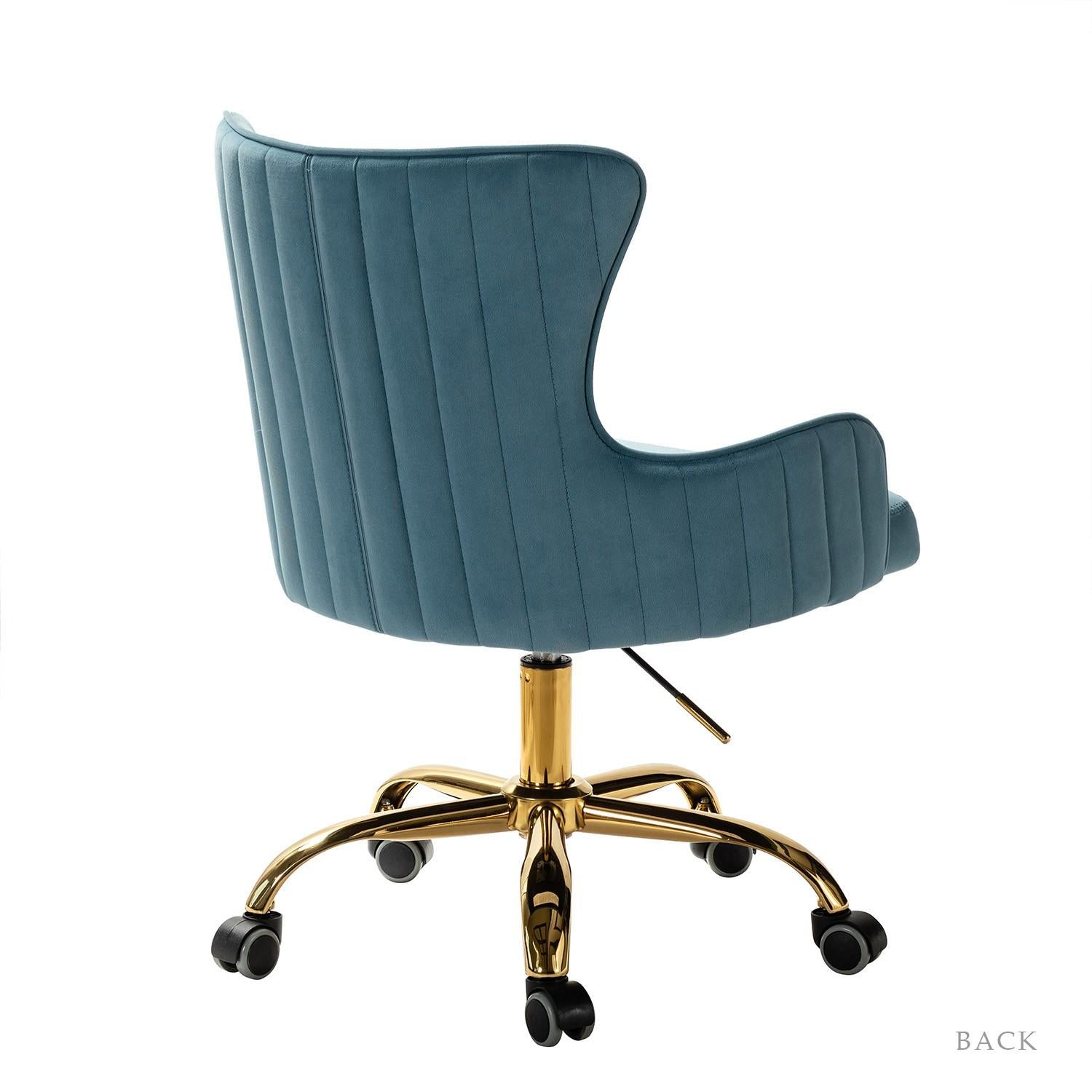 Back Channel Teal and Gold Rolling Office Chair