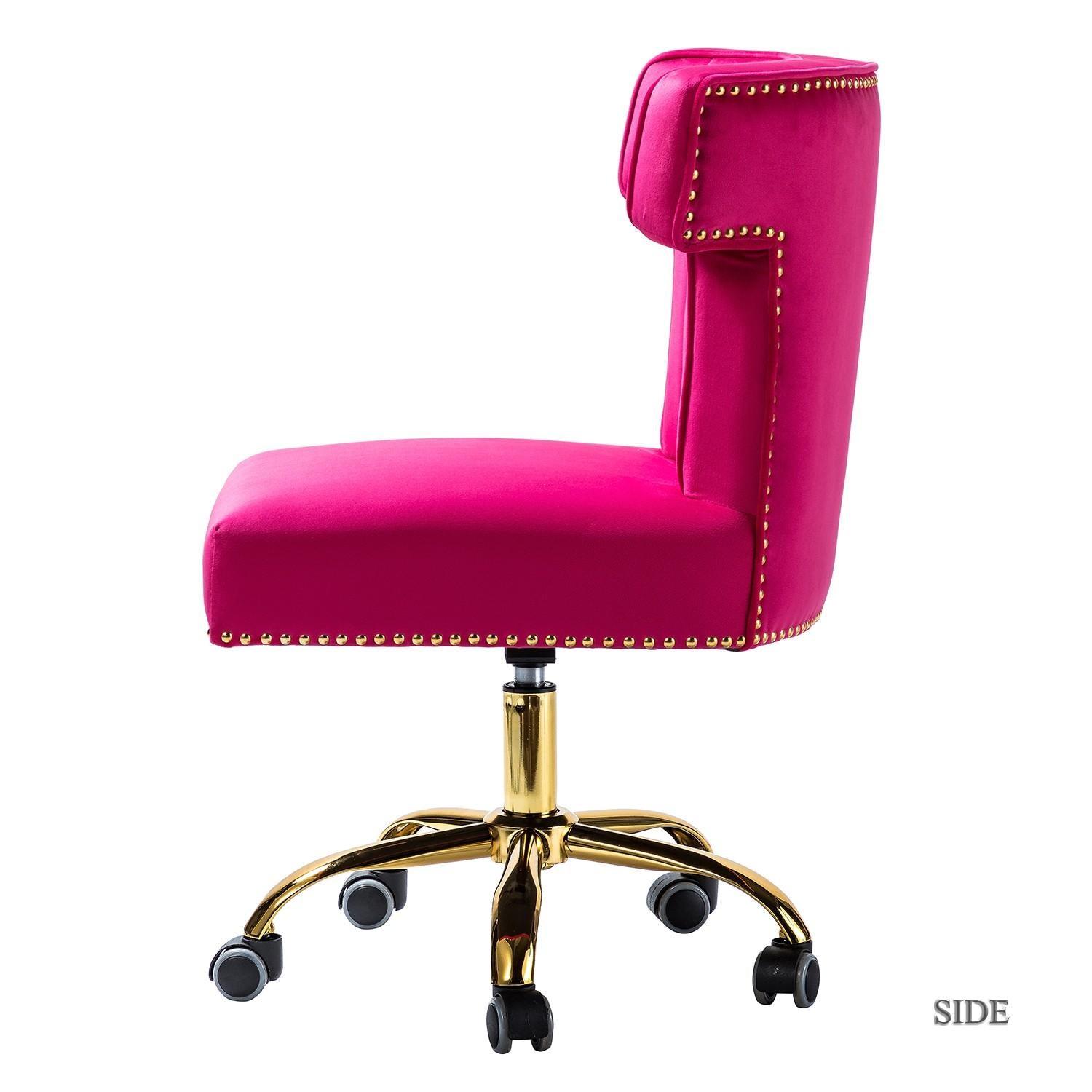 Contempo Fushia Velvet Nailhead Office Chair