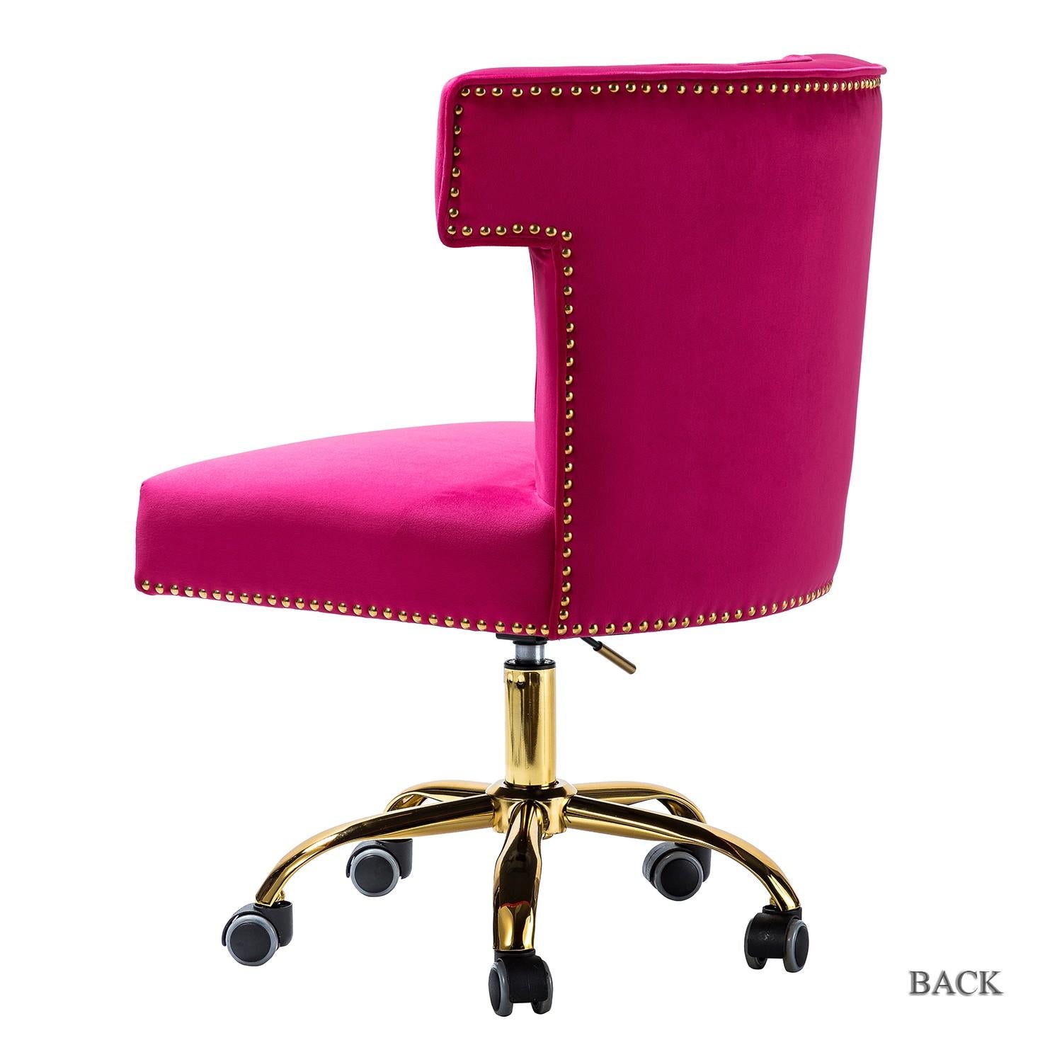 Contempo Fushia Velvet Nailhead Office Chair