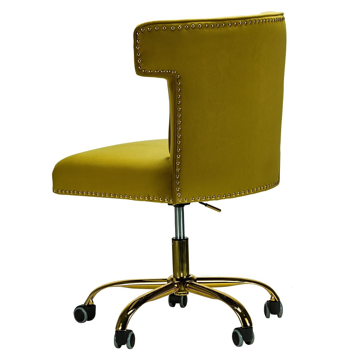 Contempo Dark Mustard Velvet Nailhead Office Chair