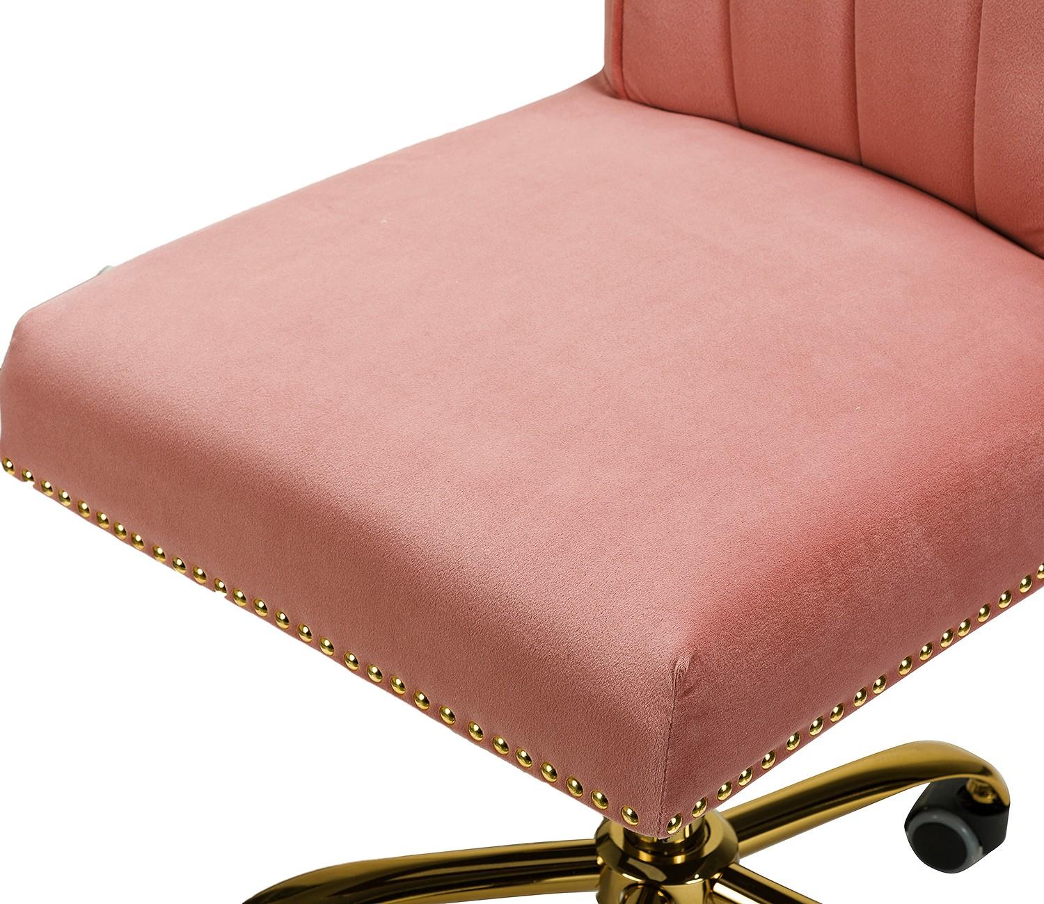 Contempo Rose Pink Velvet Nailhead Office Chair