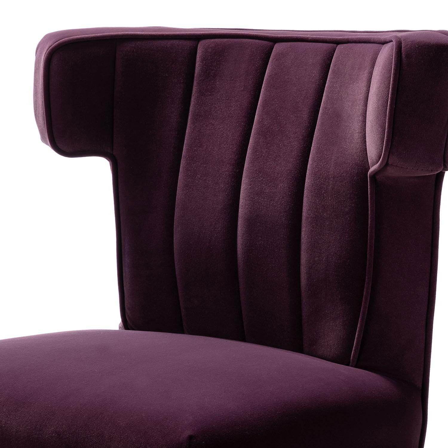 Contempo Eggplant Velvet Nailhead Office Chair