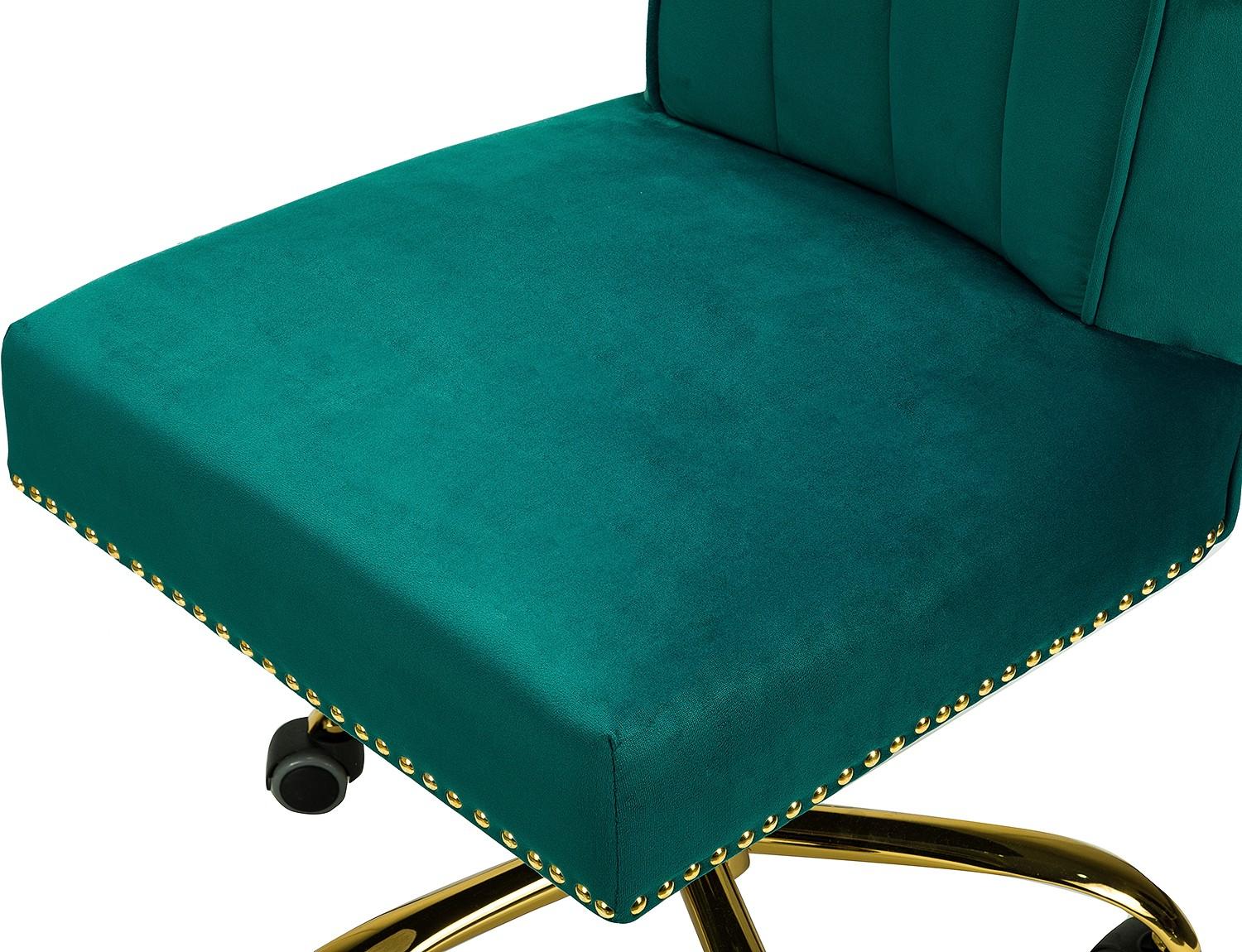 Contempo Emerald Velvet Nailhead Office Chair