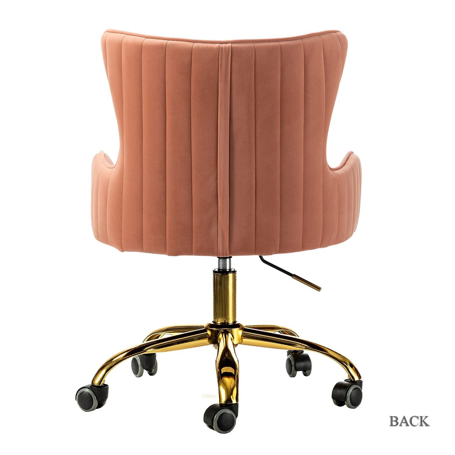 Back Channel Blush Pink and Gold Rolling Office Chair