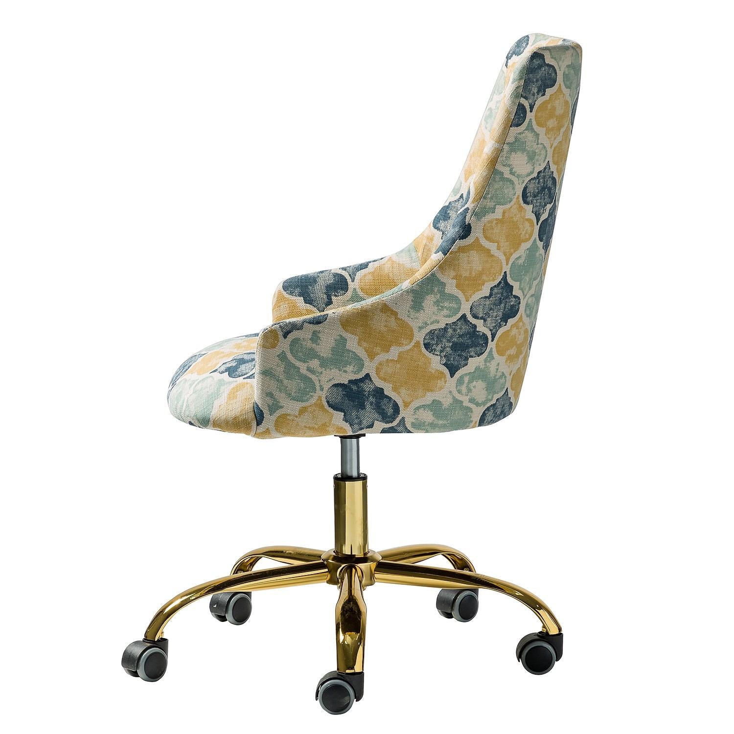 Shades of Blue and Yellow Quatrefoil Rolling Office Chair