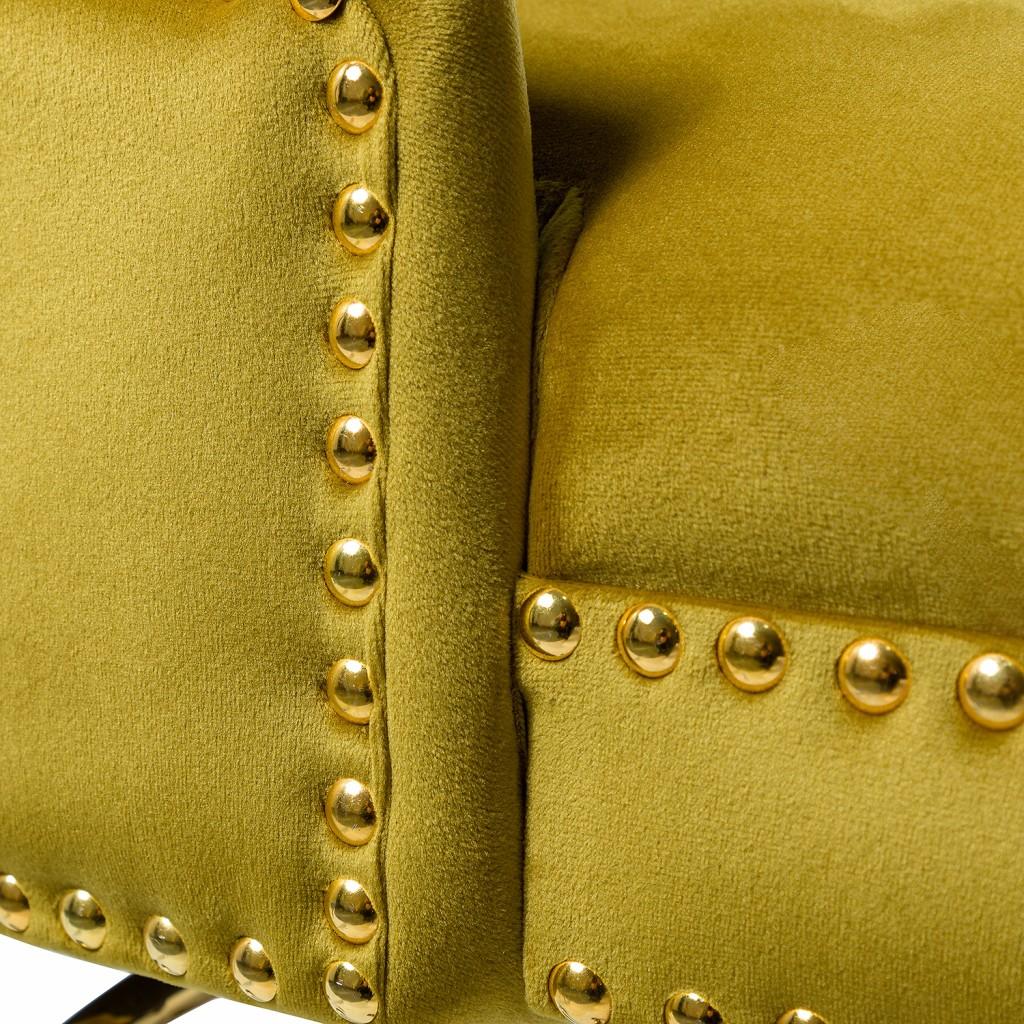 Handsome Mustard Nailhead Rolling Office Chair