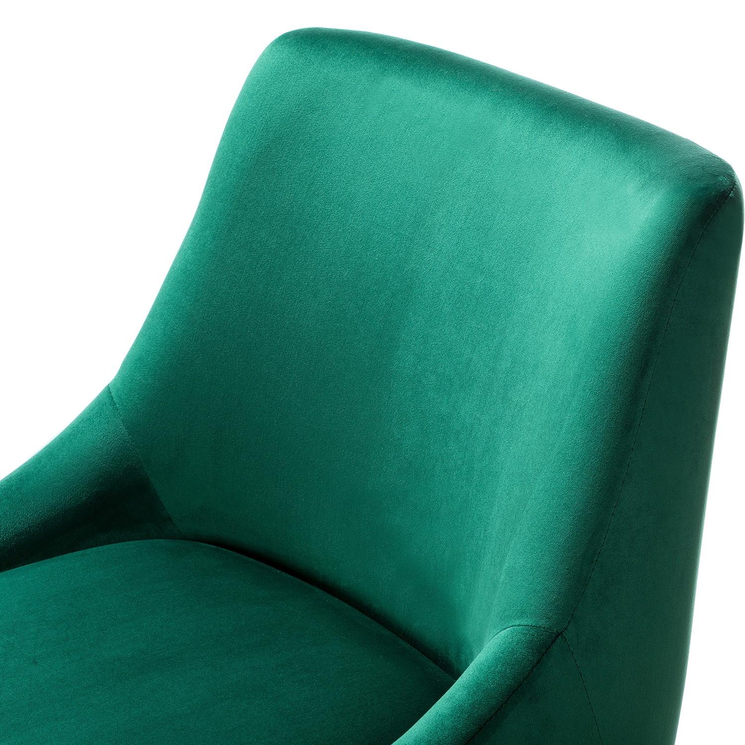 Classic Green Velvet Tapered Arm Rolling Office Chair