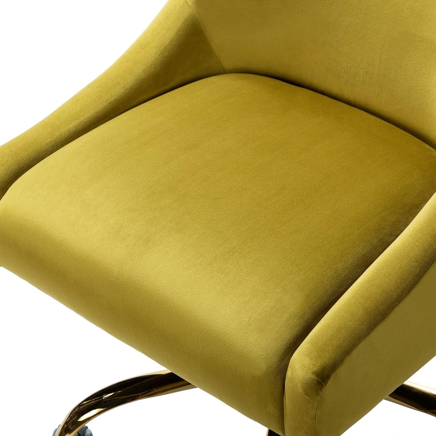 Classic Golden Velvet Tapered Arm Rolling Office Chair