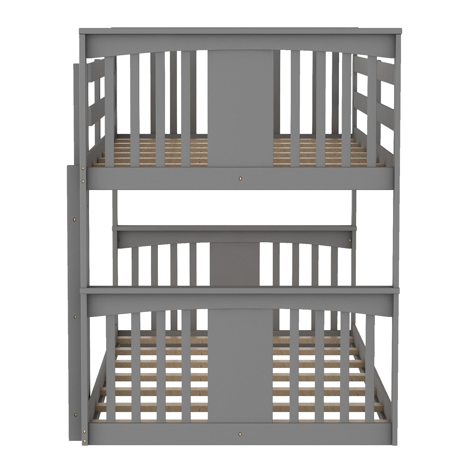 Gray Classic Twin Over Twin Bunk Bed with Ladder