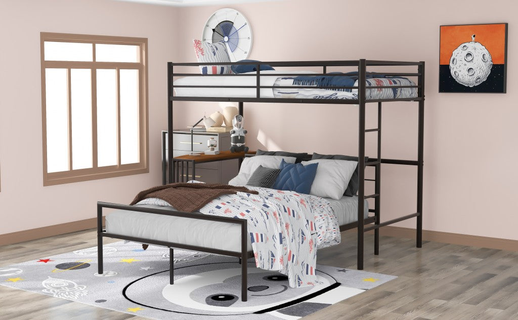 Black Twin Over Full Metal Multi Directional Bunk Bed with Desk