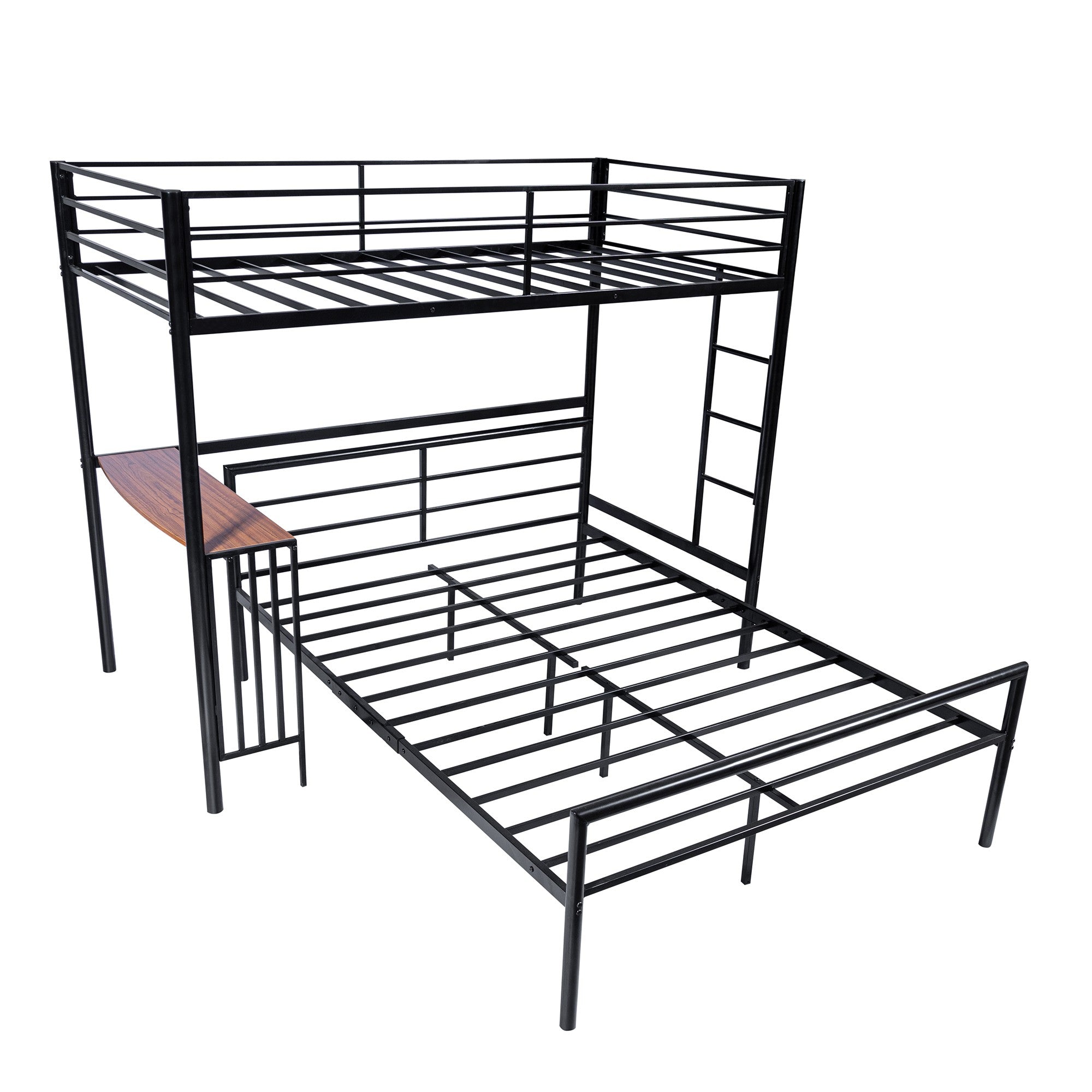 Black Twin Over Full Metal Multi Directional Bunk Bed with Desk