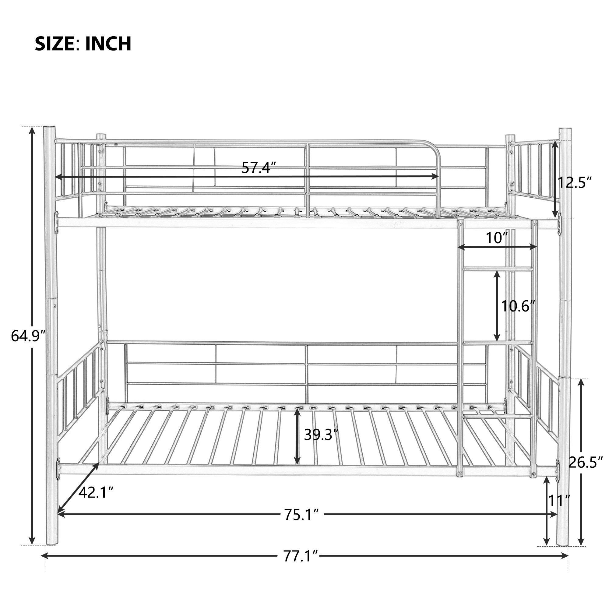 Twin Over Twin Black Bunk Bed with Dividing Option