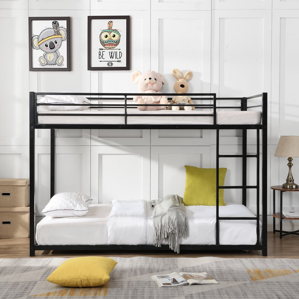 Black Twin Over Twin Metal Low Bunk Bed