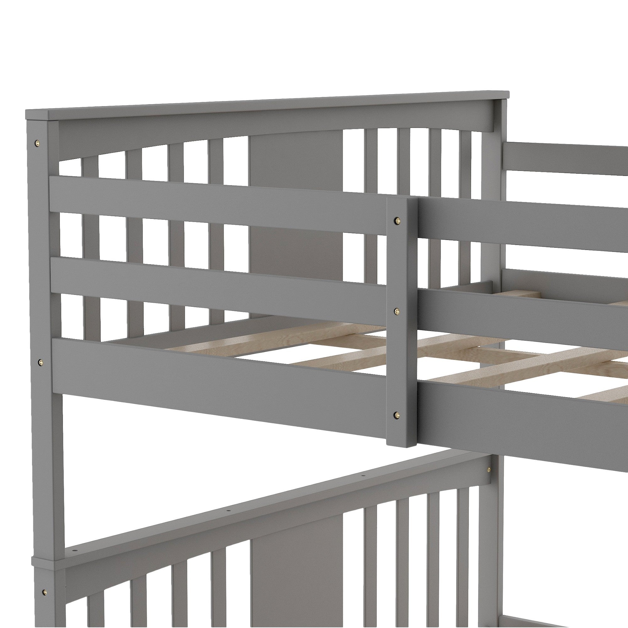 Gray Classic Full Over Full Bunk Bed with Ladder