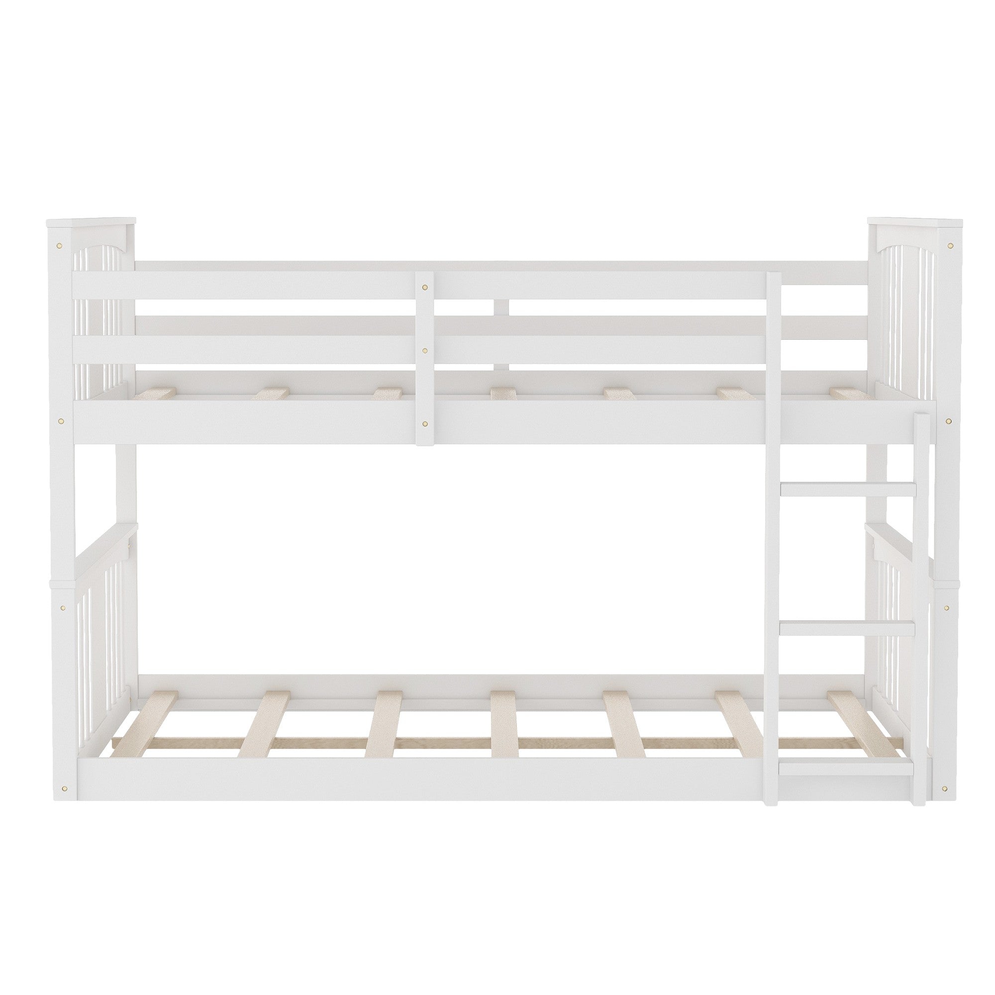 White Classic Full Over Full Bunk Bed with Ladder