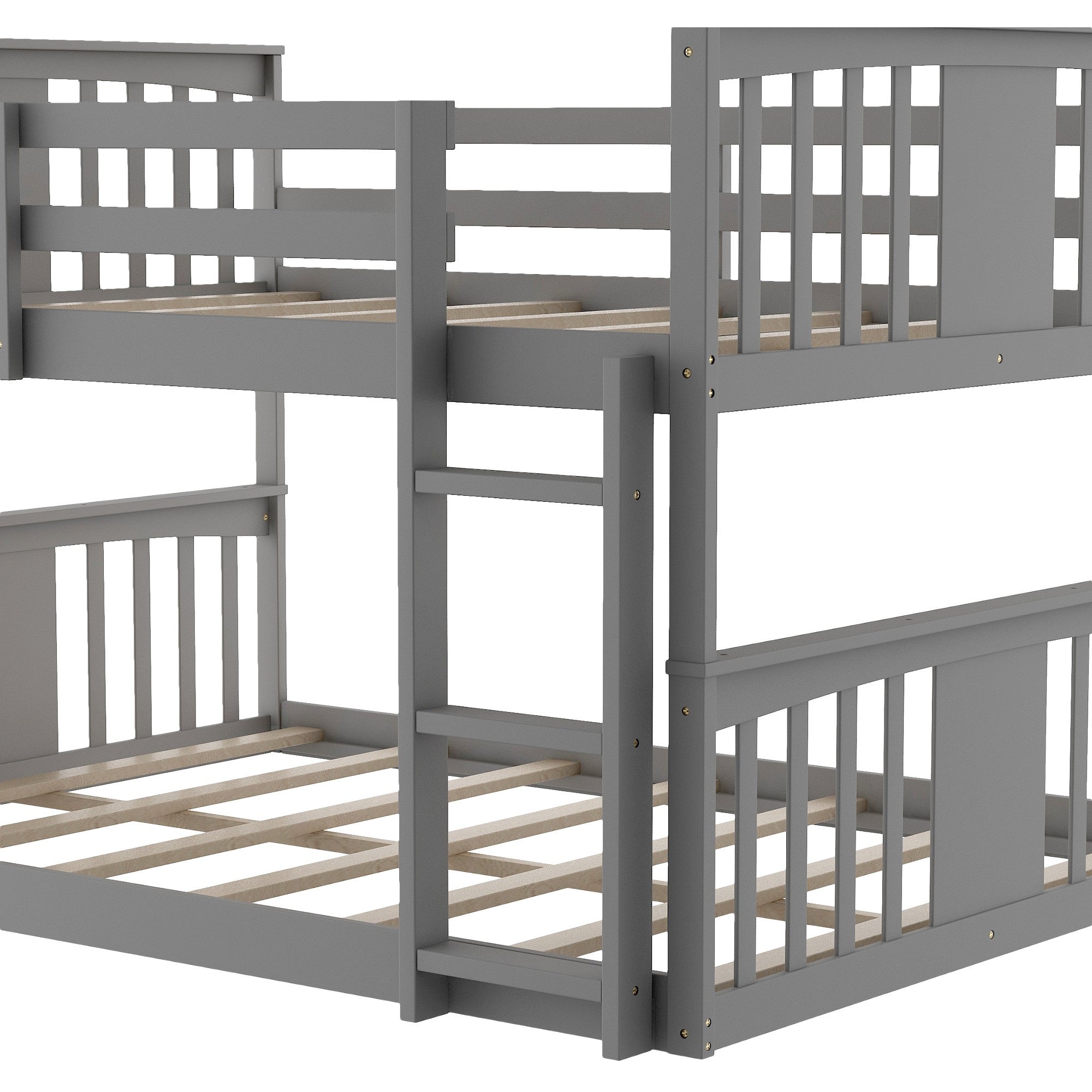 Gray Classic Full Over Full Bunk Bed with Slide