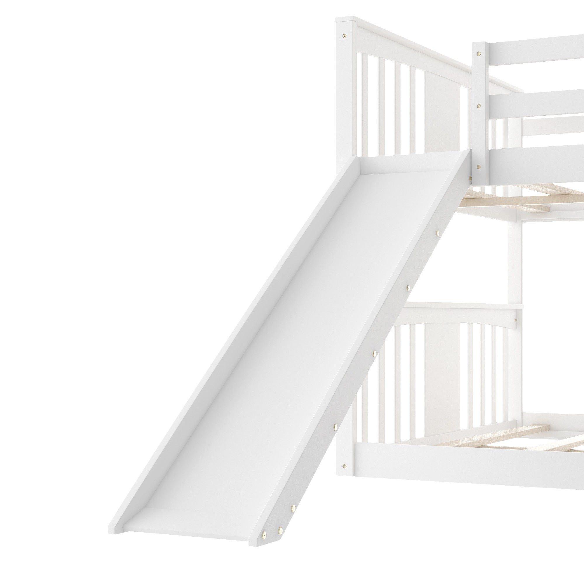 White Classic Full Over Full Bunk Bed with Slide
