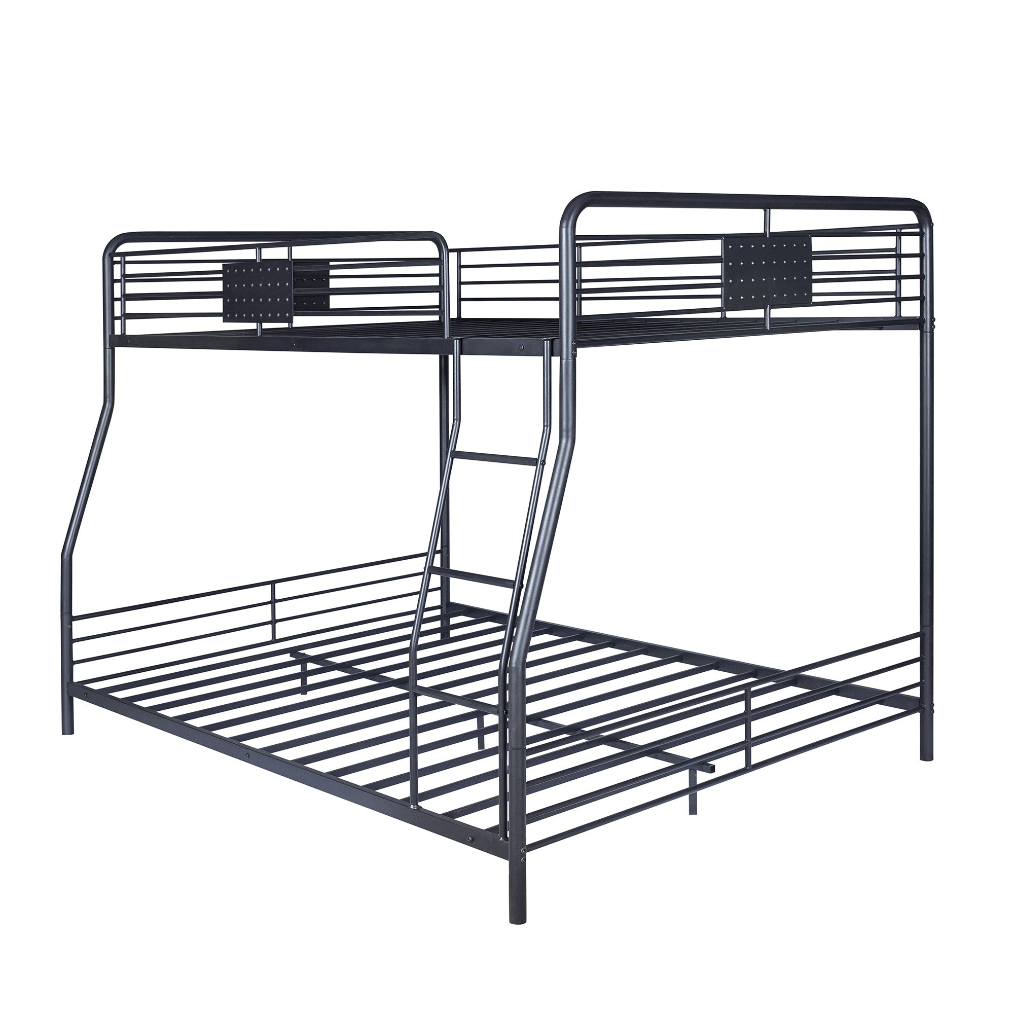 Black Full XL Over Queen Bunk Bed with Ladder