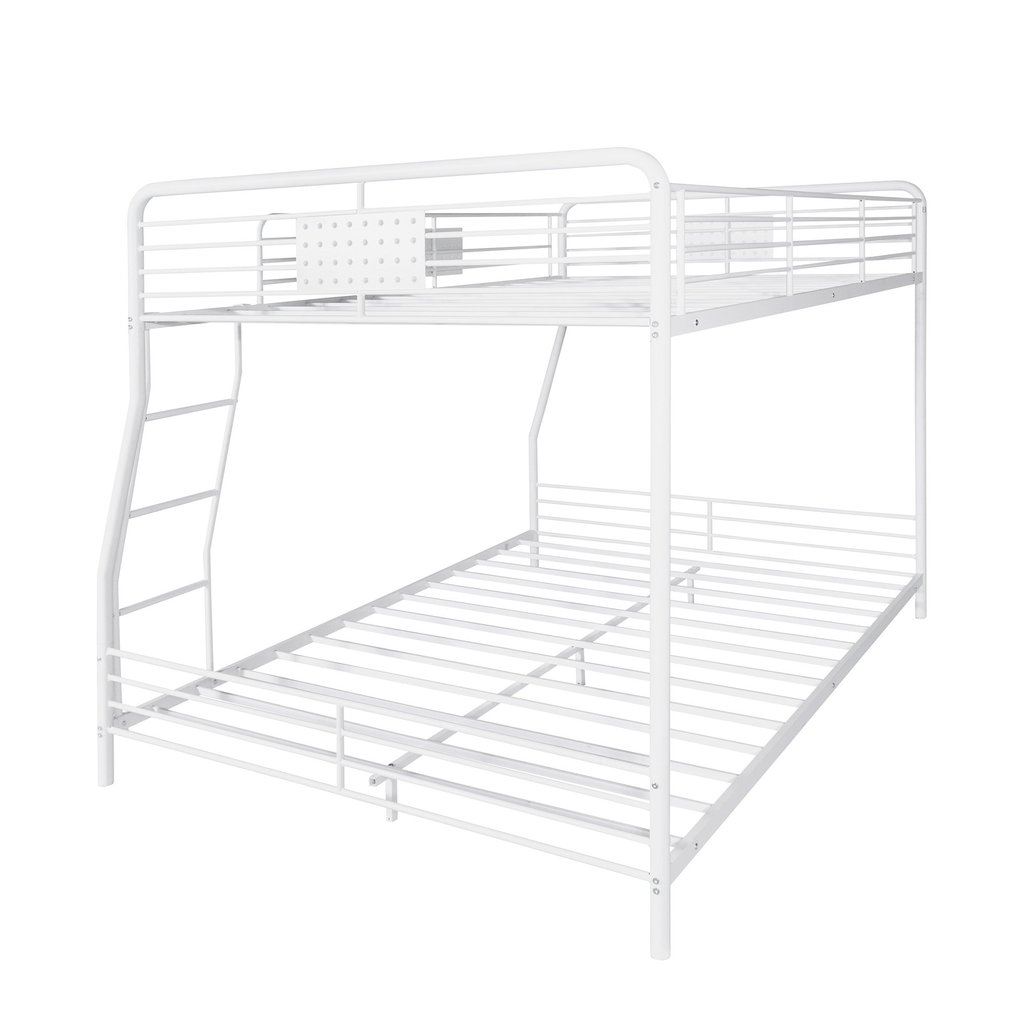 White Full XL Over Queen Bunk Bed with Ladder