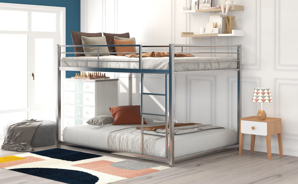 Silver Full Over Full Low Metal Bunk Bed