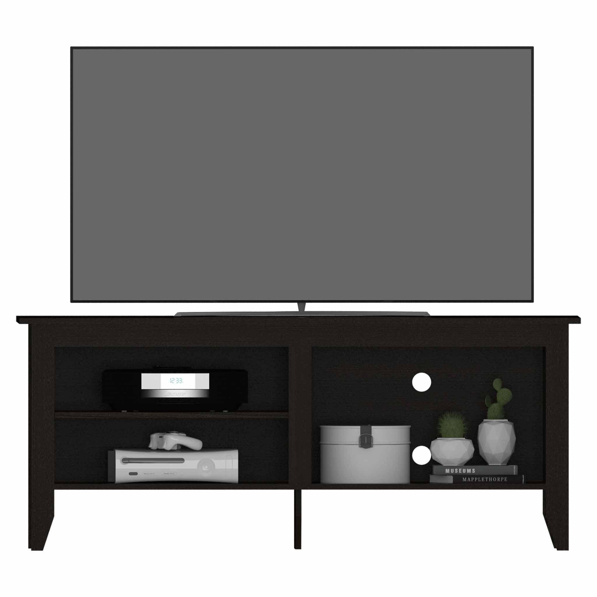 Modern Black TV Stand Open Media Cabinet