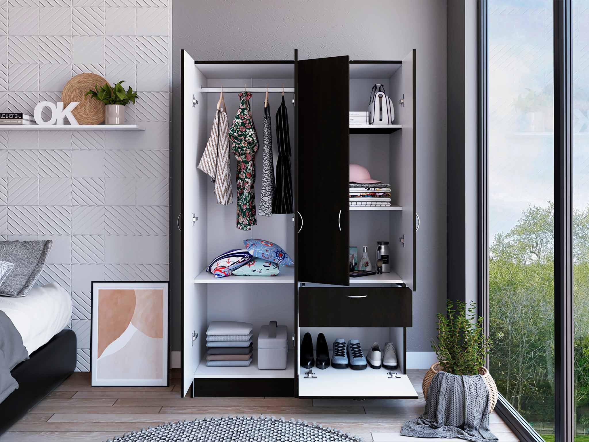 Black and White Tall Four Door Closet
