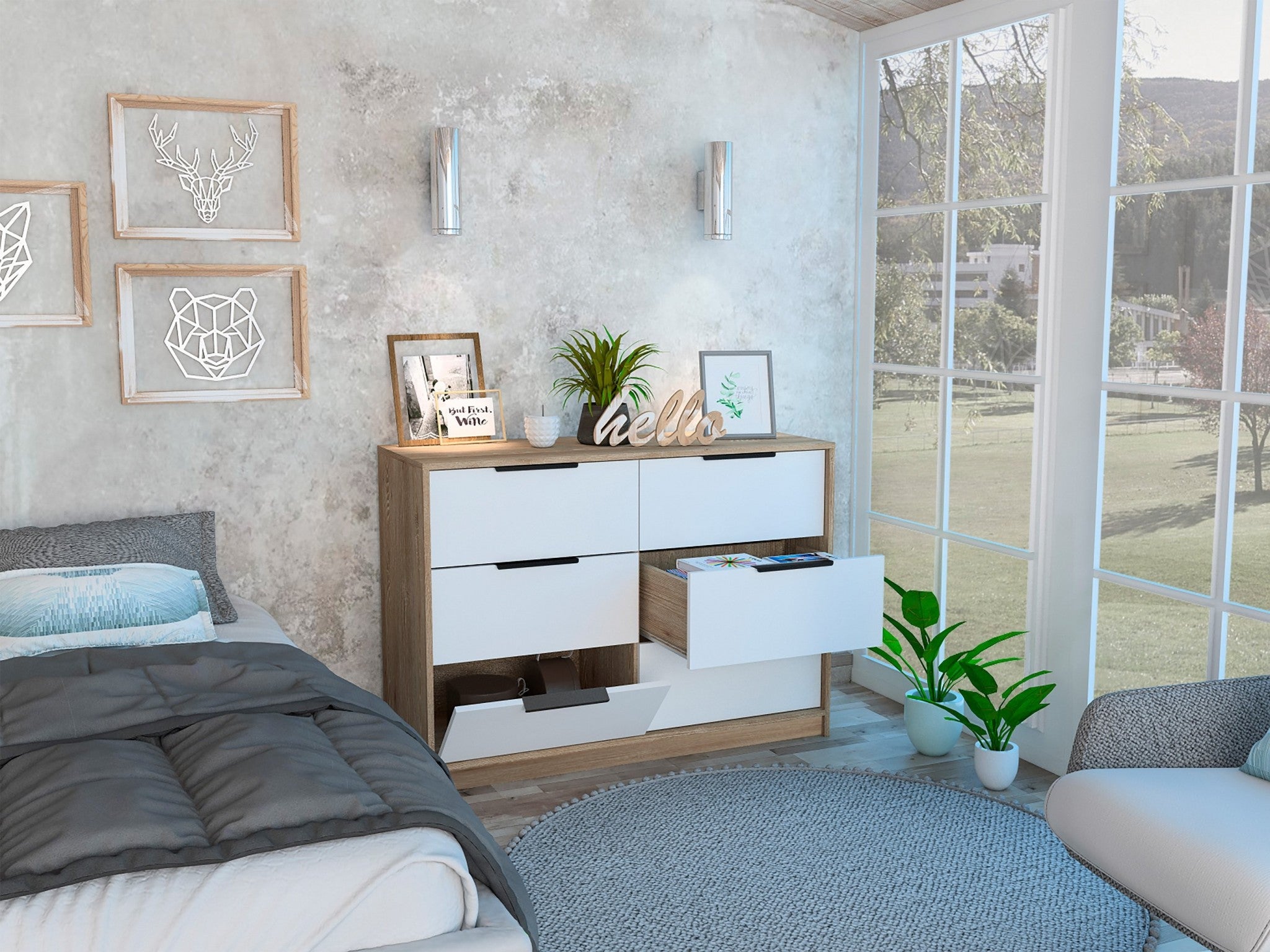 Modern Rustic White and Natural Dresser Default Title