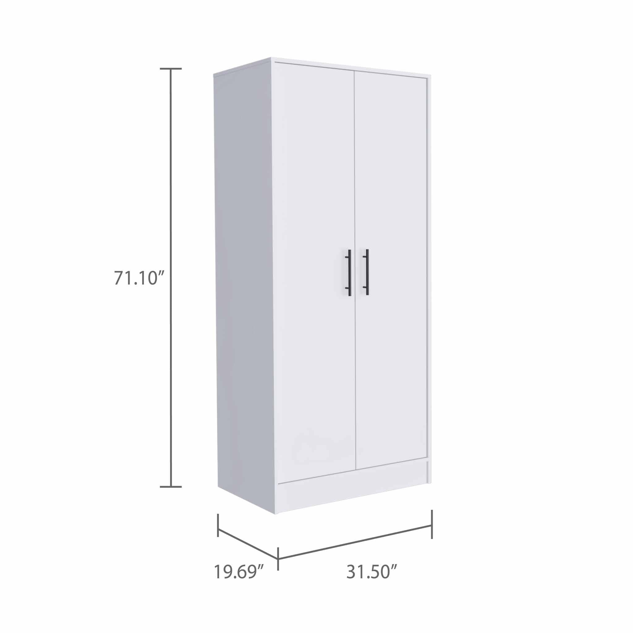 71" White Tall Two Door Closet Default Title