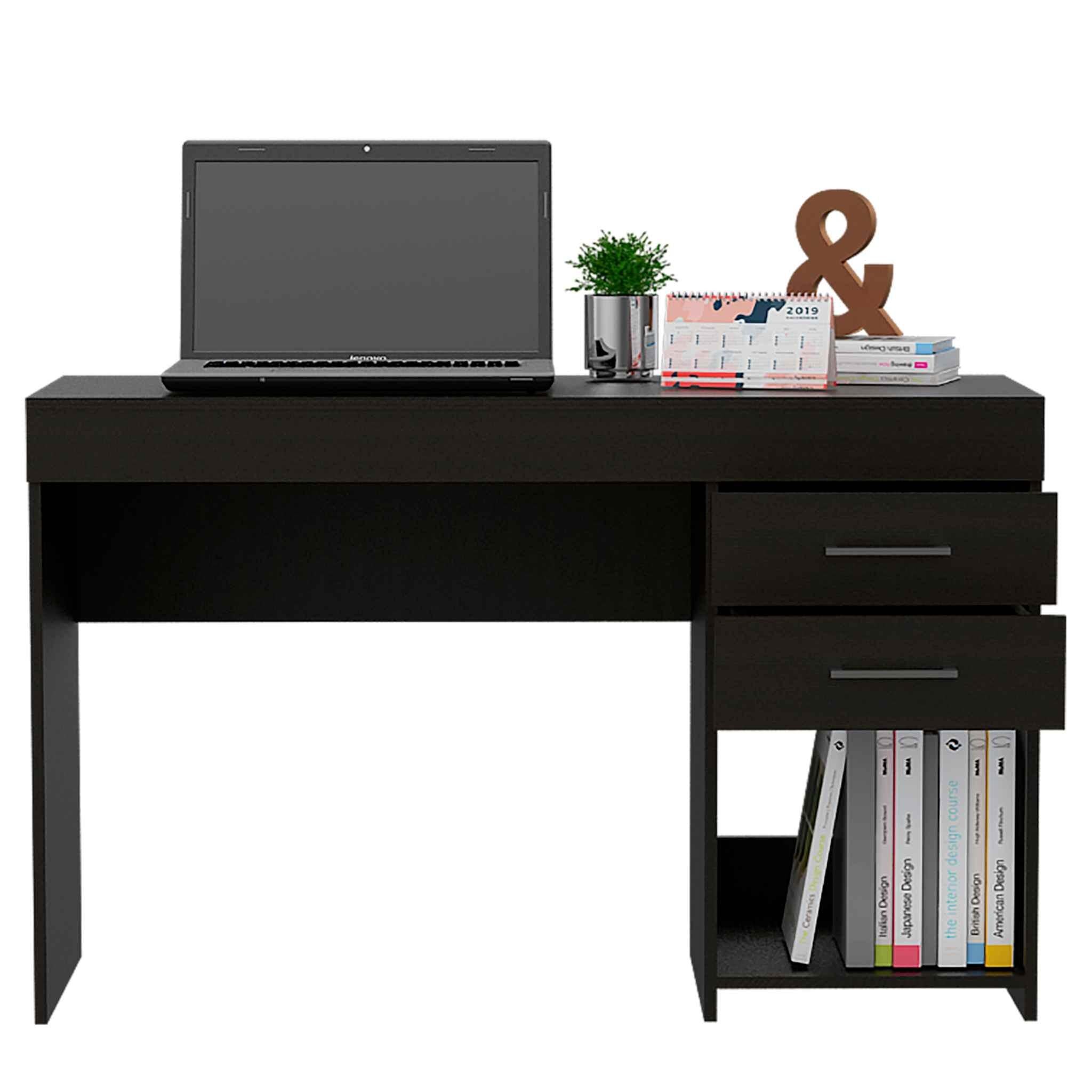 Deon Black Two Drawer Computer Desk