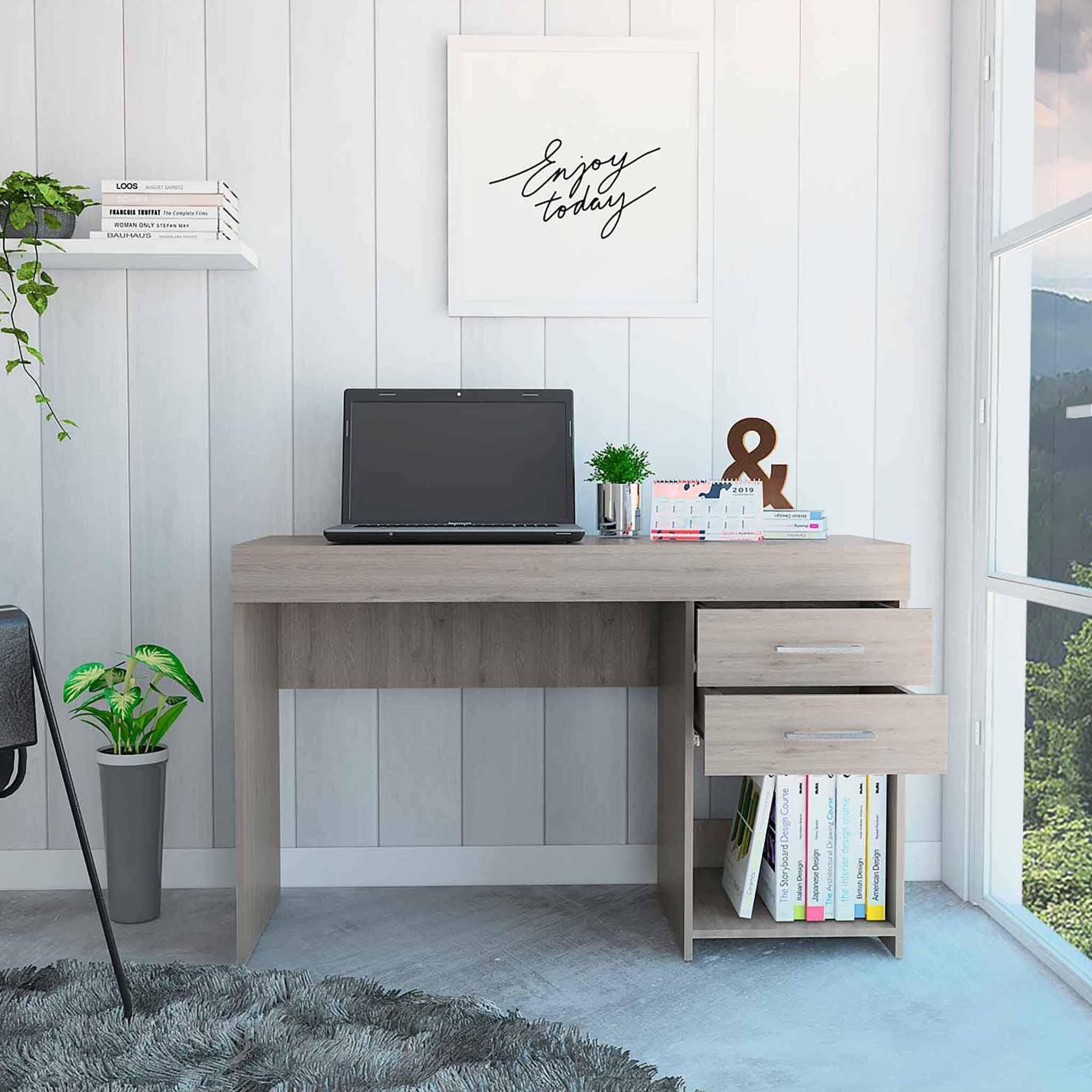 Deon Light Gray Two Drawer Computer Desk