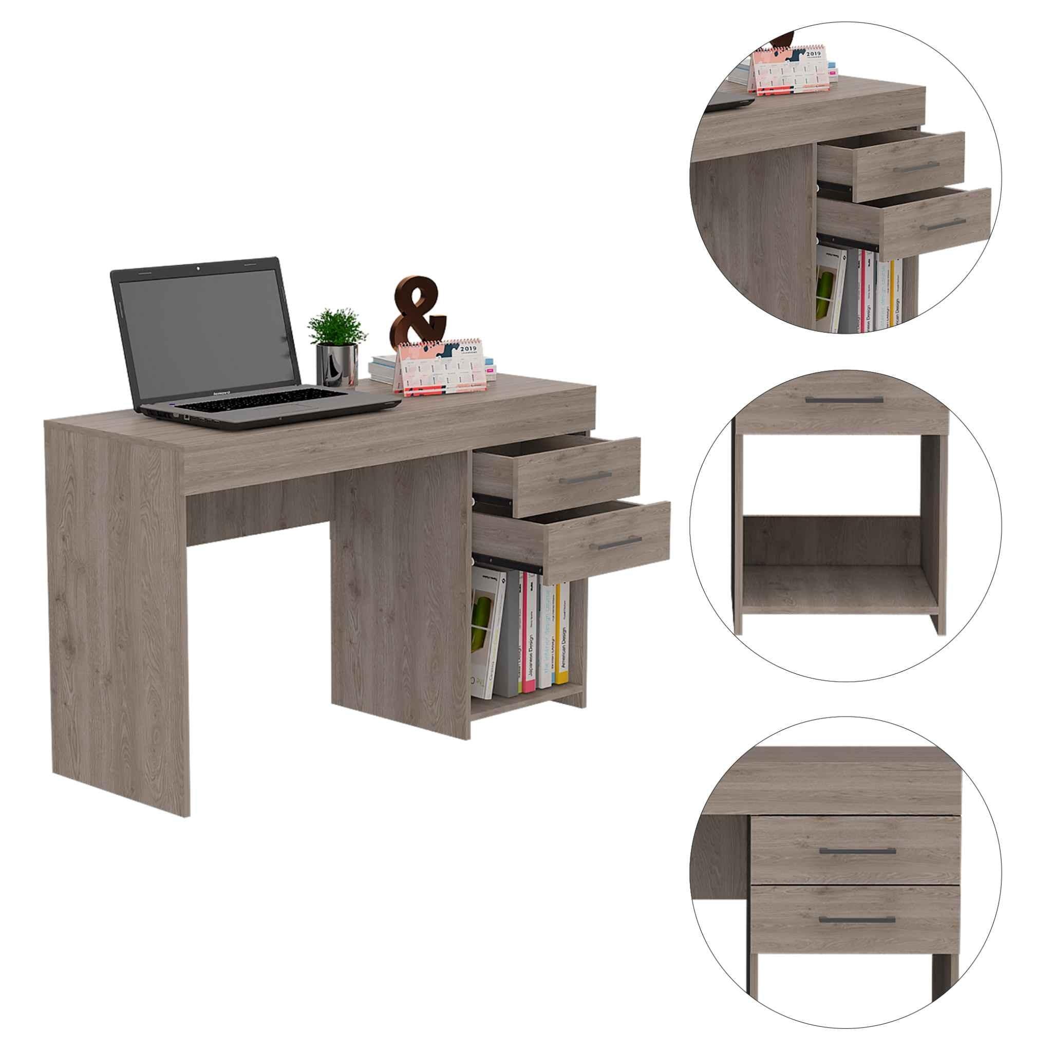 Deon Light Gray Two Drawer Computer Desk